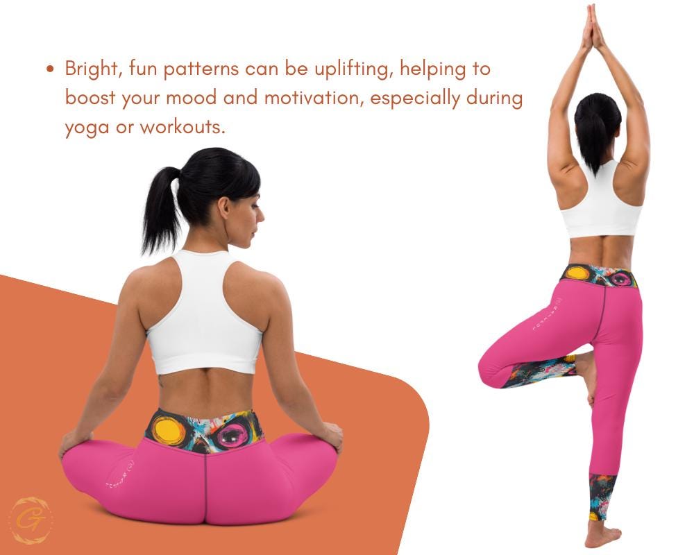 Pink Yoga AOP Leggings and Shorts for Women- Boho Abstract Pattern- High-Waisted Activewear for Workout, Yoga, and Running, Ideal Yogis Gift