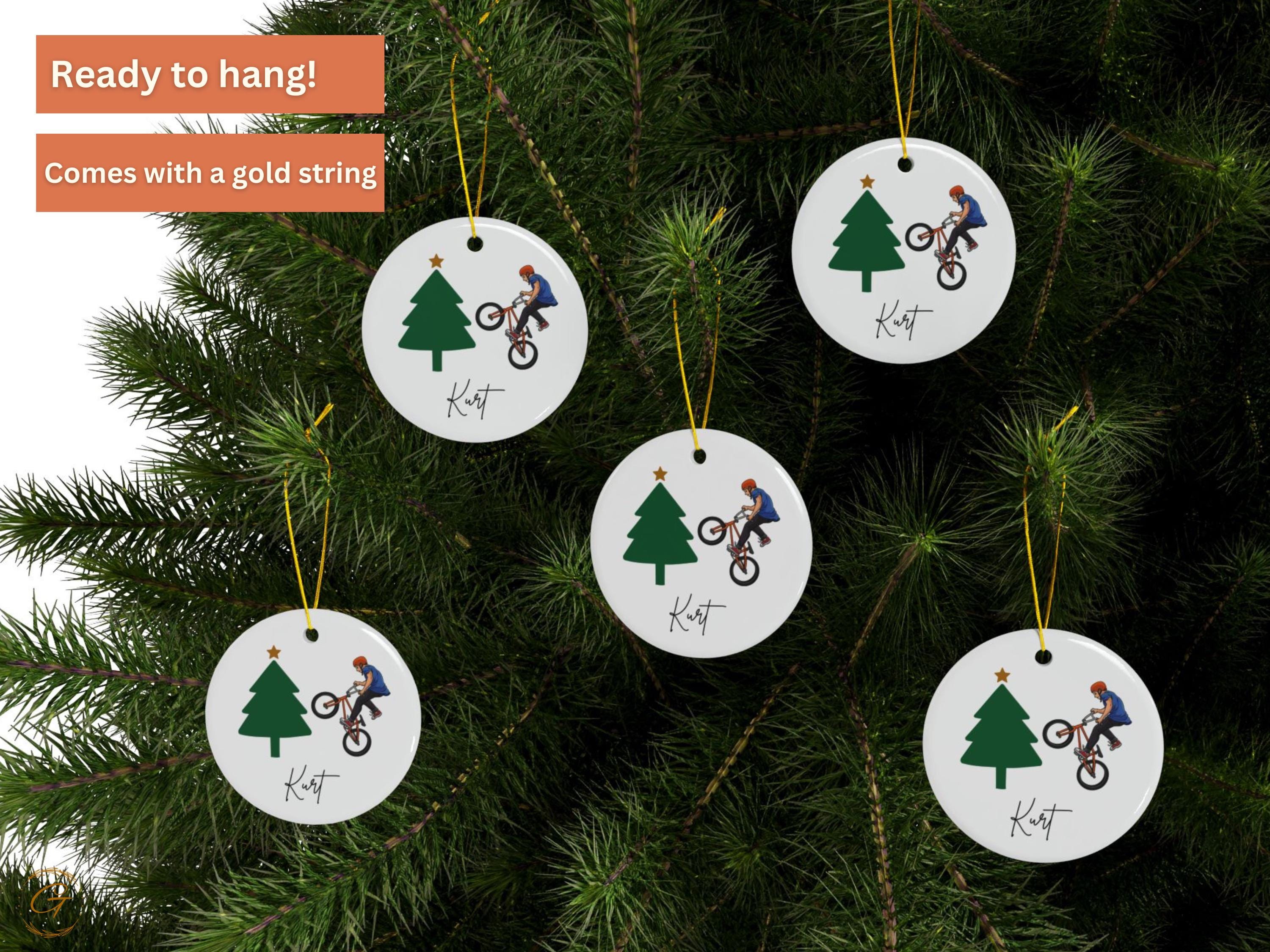 Personalized Christmas Ornament with Biker Rider Design, Unique Holiday Tree Decoration, Perfect Gift for Cycling Enthusiast, Christmas Gift