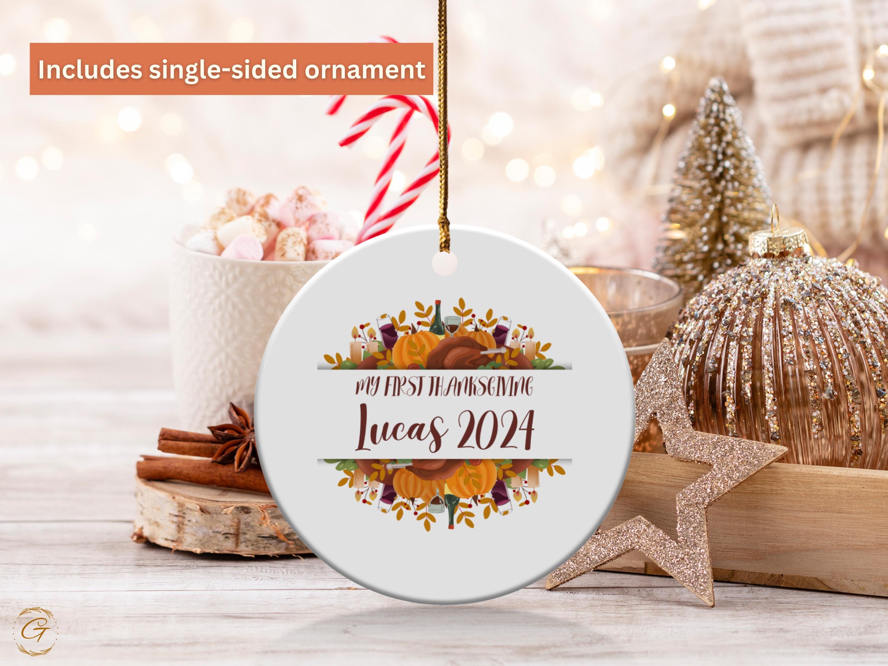 Personalized Family Thanksgiving Ornaments, Custom Thanksgiving 2024 Decoration, Thanksgiving Pumpkin Ornament, Custom Family Name Keepsakes