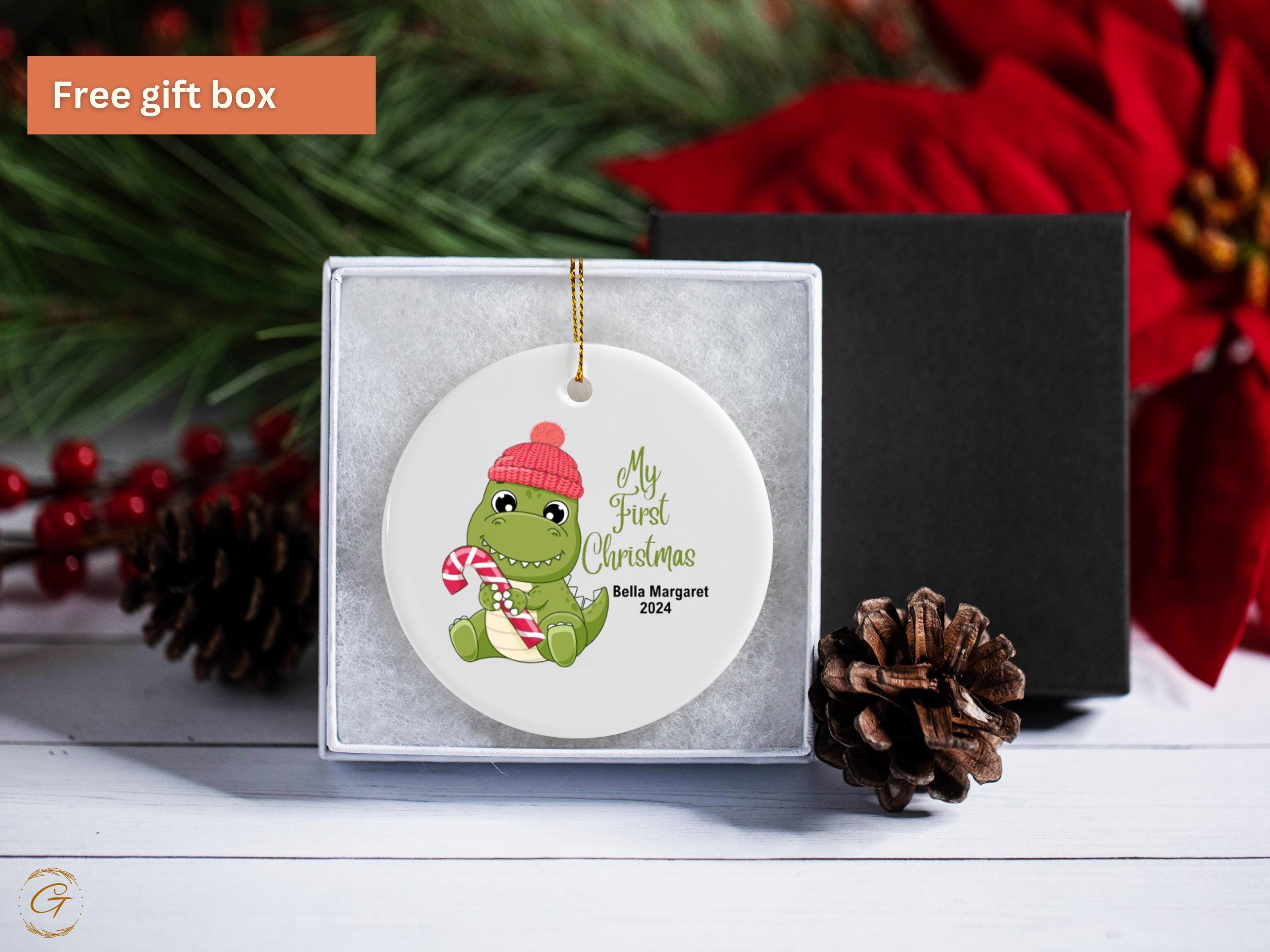 My First Christmas Ornament, Dinosaur Baby's First Christmas Gift, Cute Holiday Decoration Personalized Keepsake , Unique Gift for Stockings