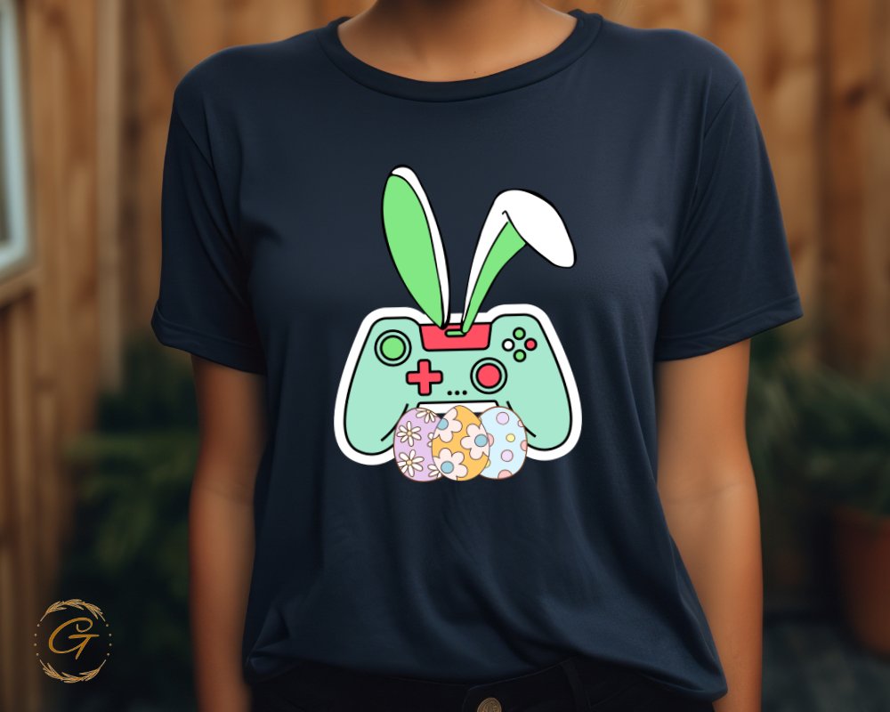Cute Bunny Ears Gamer Controller Graphic T-Shirt Product Type