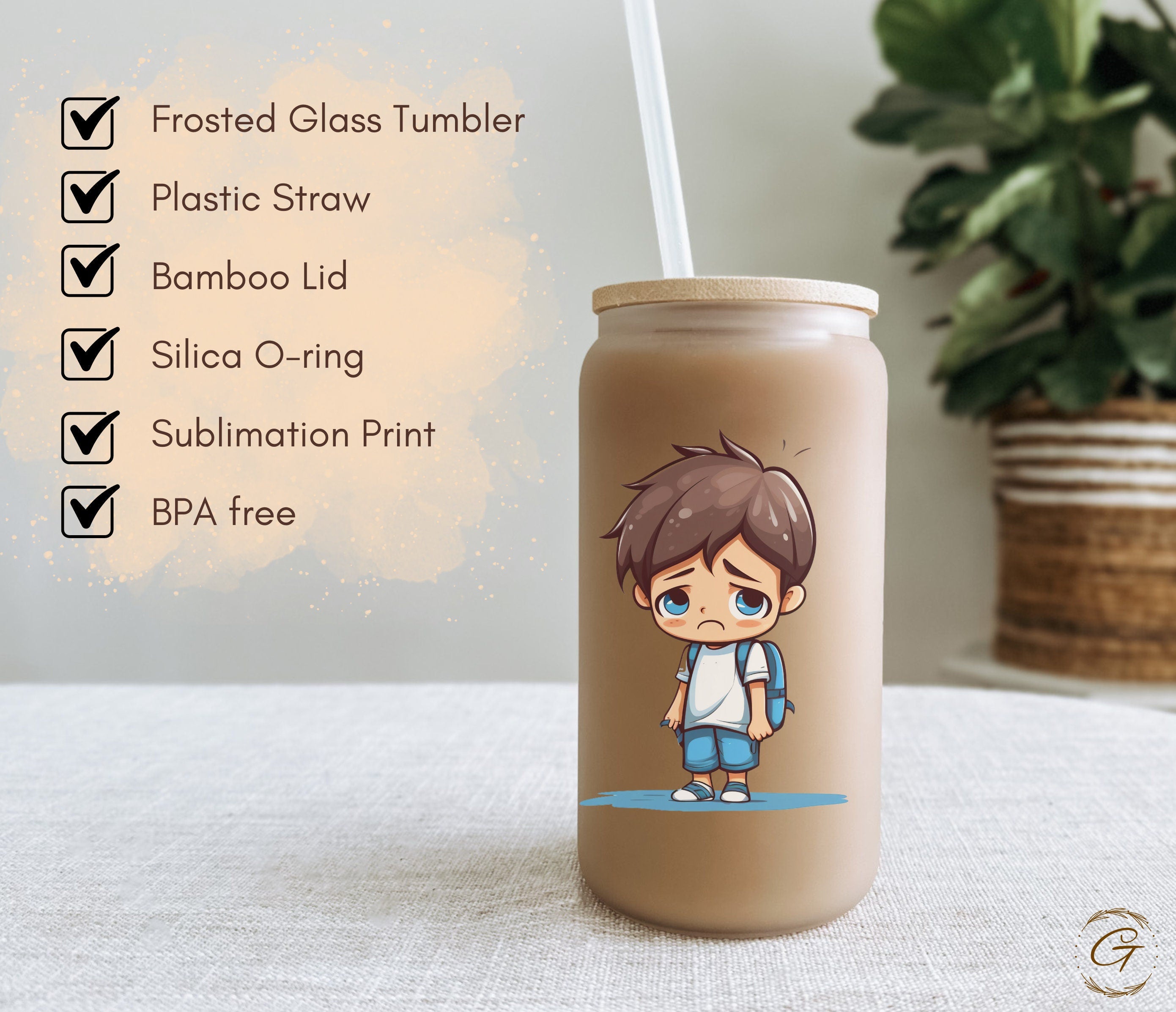Cute Sad Boy 'Where Did Summer Go?' Frosted Glass Cup