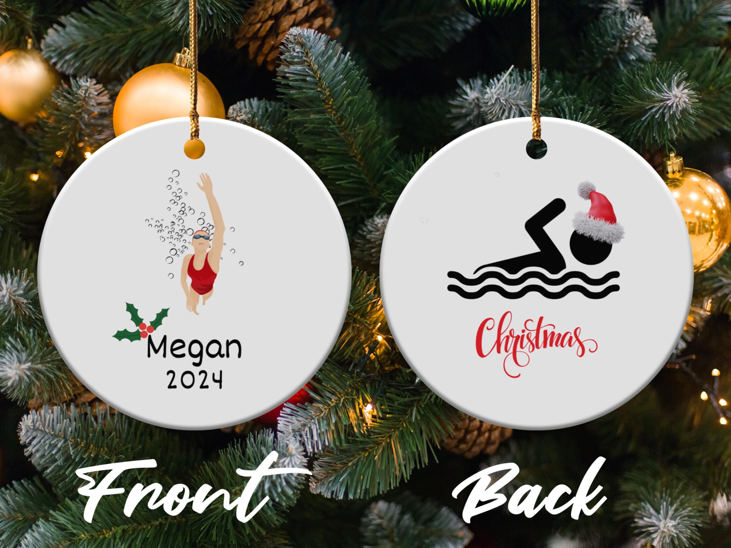 Personalized Swimmer Christmas Ornament, Custom Holiday Gift