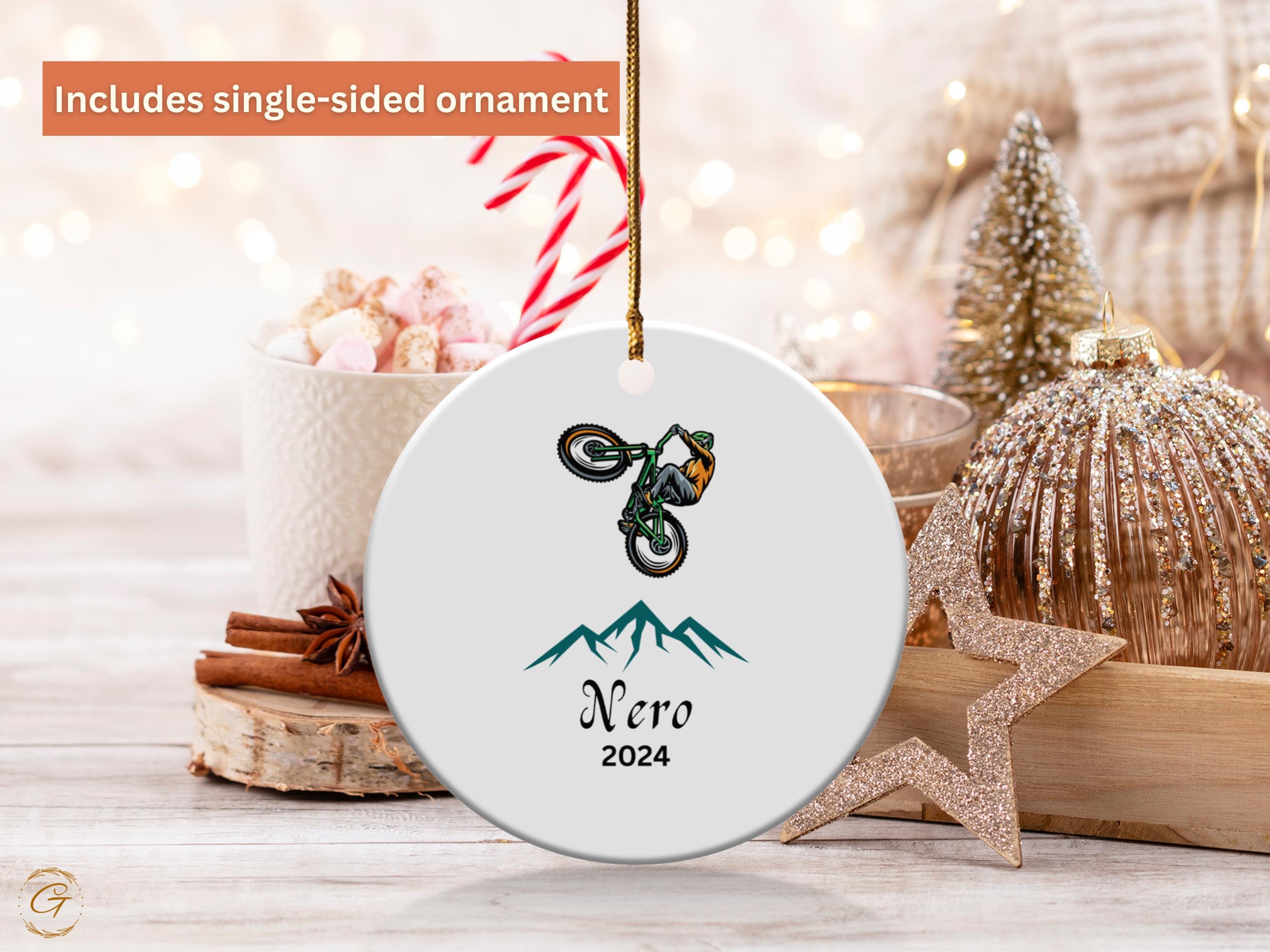 Personalized Mountain Bike Holiday Ornament, Custom 2024 Ornament, Sports Enthusiast Gifts, Unique Holiday Tree, Adventure Lovers Ideal Gift