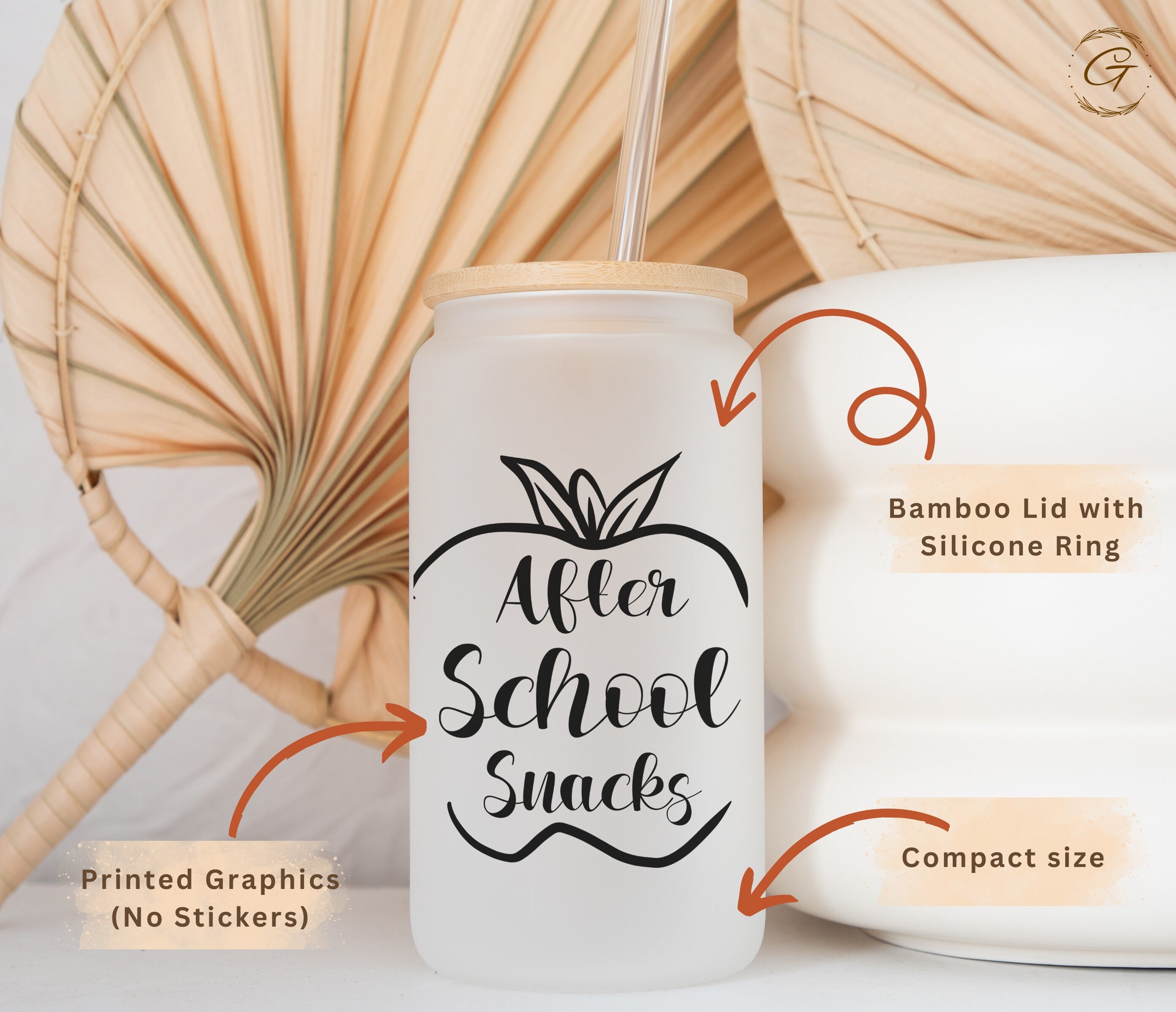 After School Snacks Frosted Glass Cup, Teacher's Libbey Cup