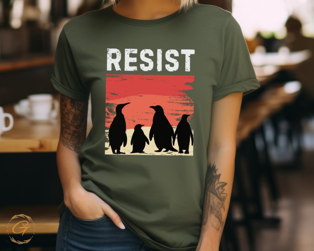 Resist Graphic Penguin Art Short Sleeve Tee product