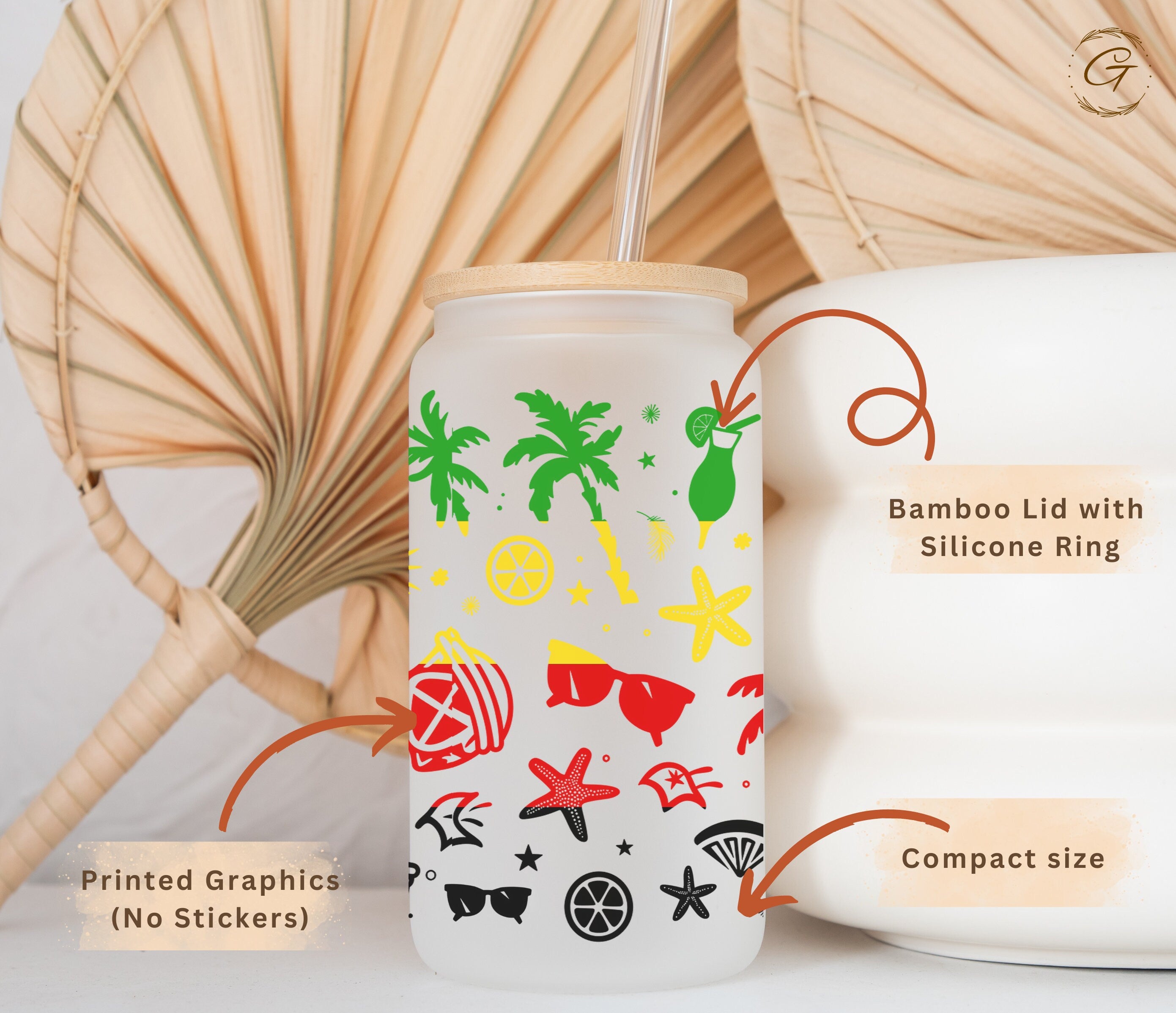 Rasta Summer Vibes Frosted Glass Cup