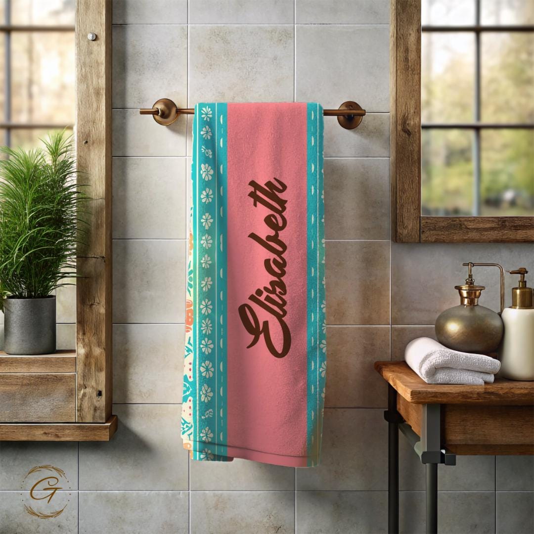 Bohemian Mint Personalized Beach Towel