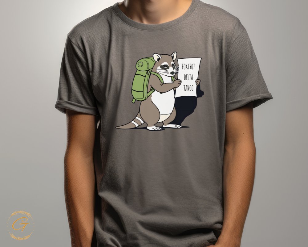 Adorable Raccoon with Backpack T shirt product type