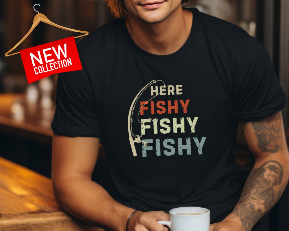 Here Fishy Fishy Fishy Graphic Fishing T-shirt product