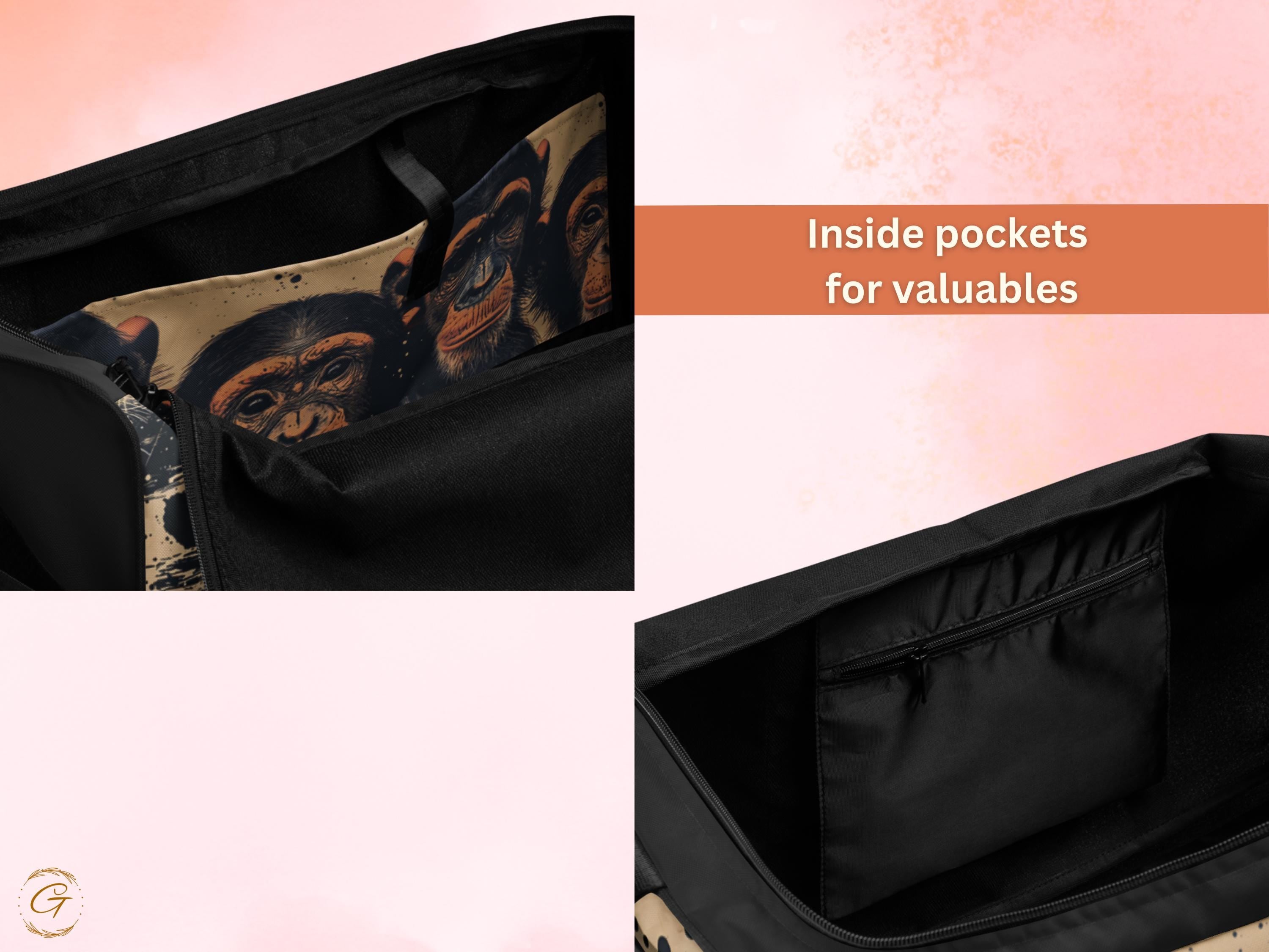 Chimpanzee AOP Duffel Bag - Cool Animal Print Gym Bag