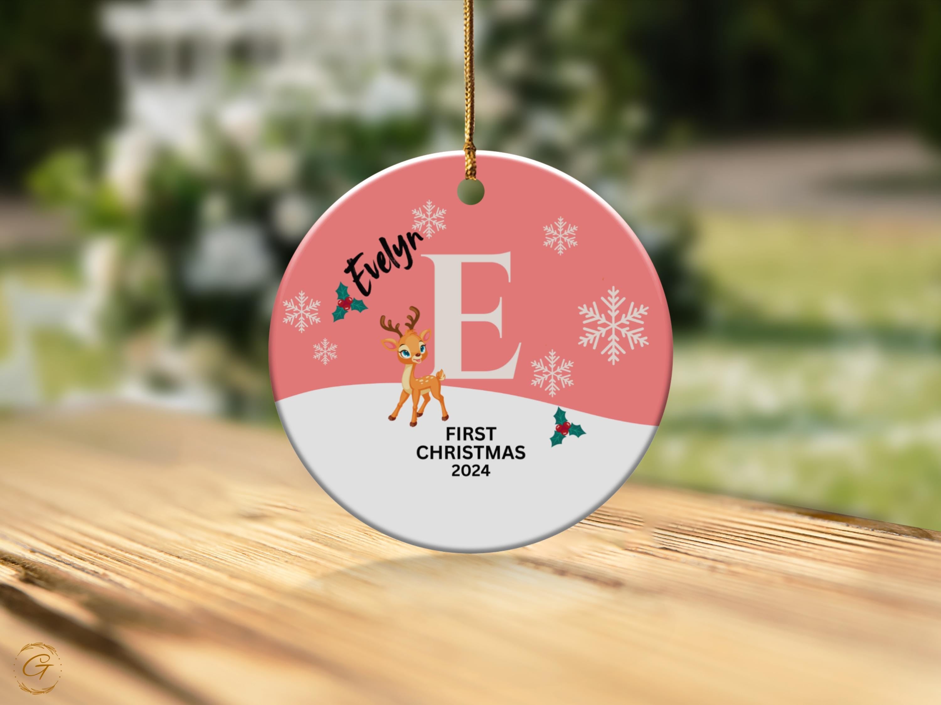 Personalized Baby's First Christmas Ornament, Custom Reindeer and Snowflakes Decoration, Newborn Christmas Keepsake 2024, Ideal Newborn Gift