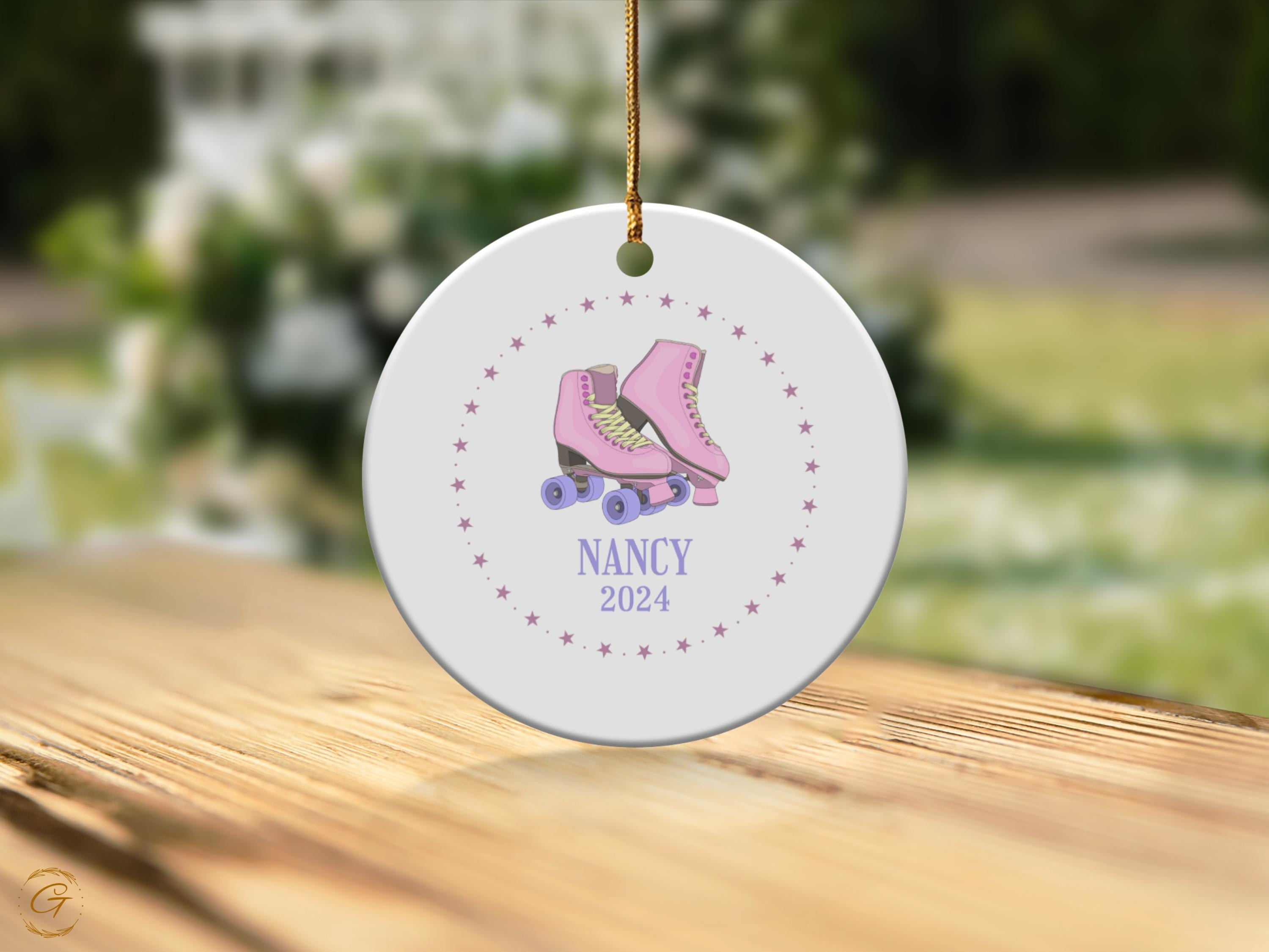 Personalized Retro Roller Skates Ornament, Custom Name Ornament