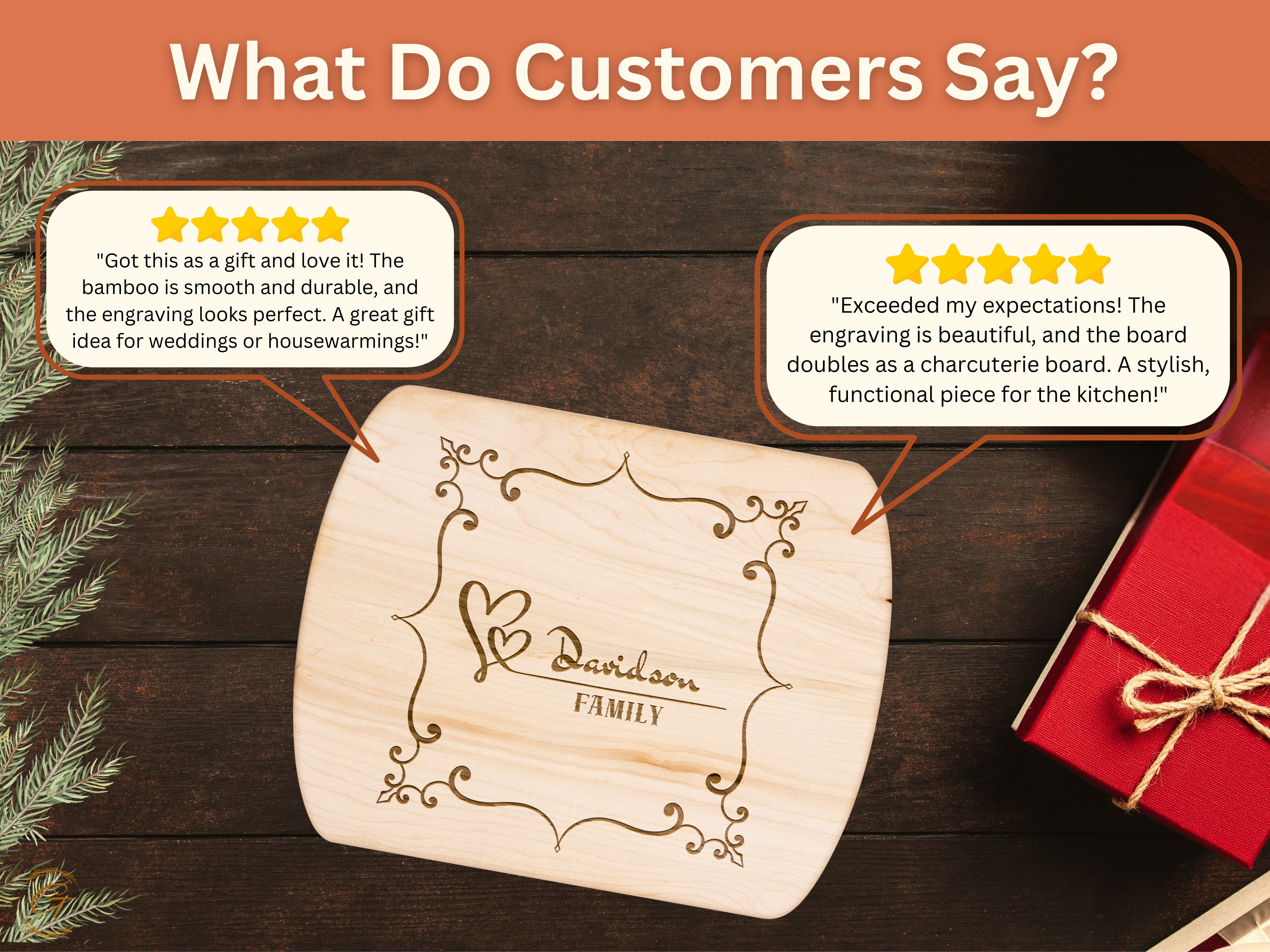 Personalized Hardwood Oval Cutting Board with Family Name