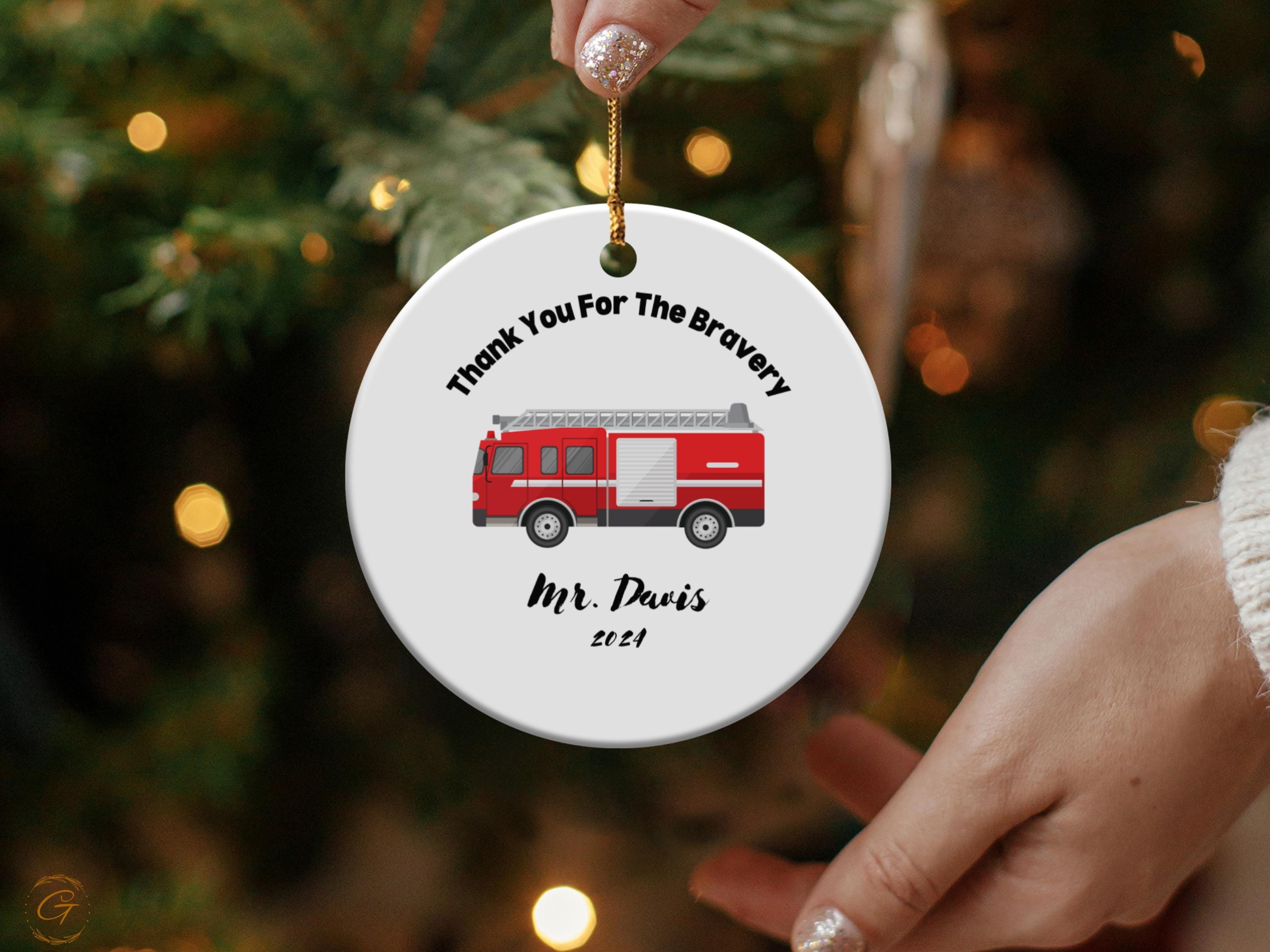 Personalized Fire Truck Ornament, First Responder Gifts