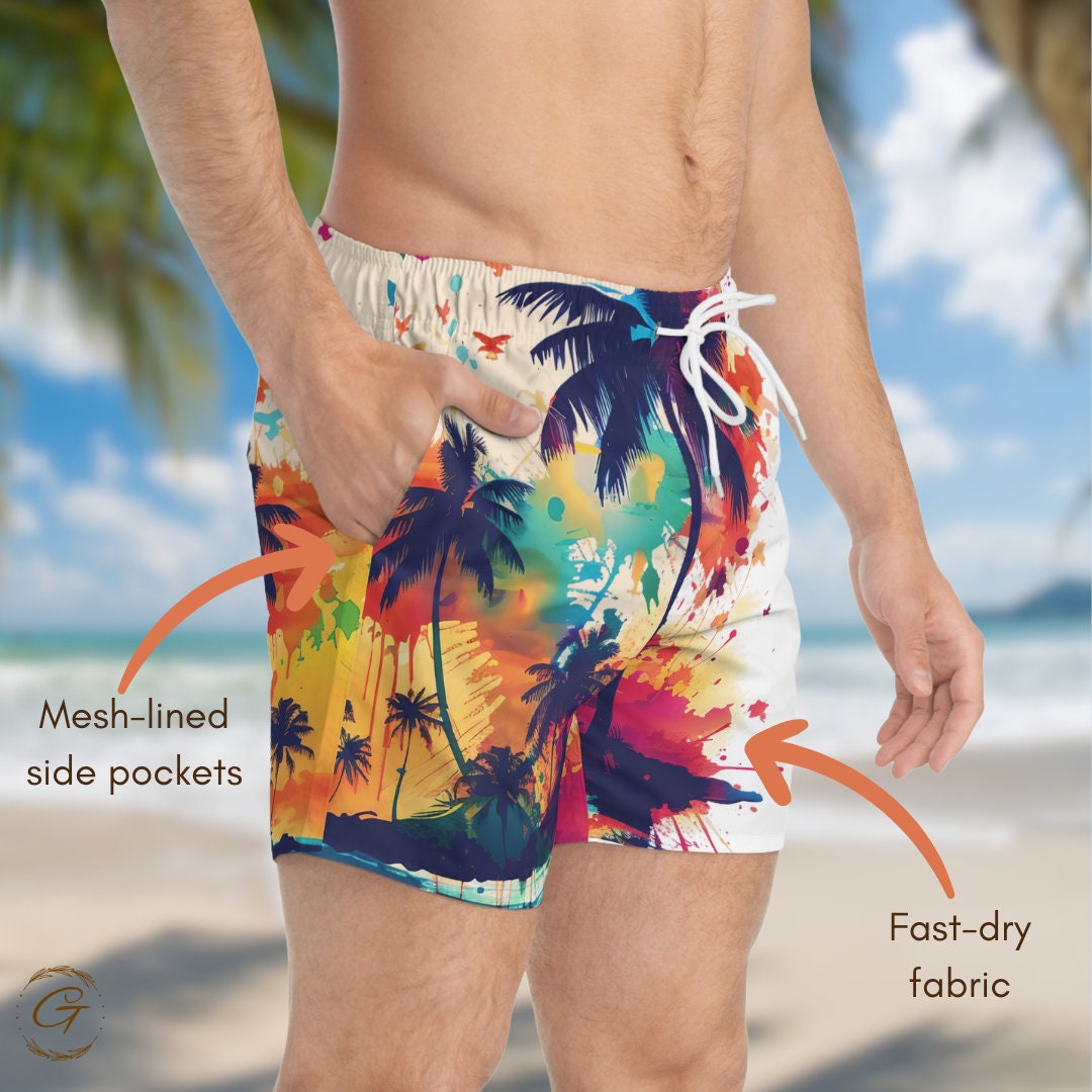 Tropical Beach Swim Trunks