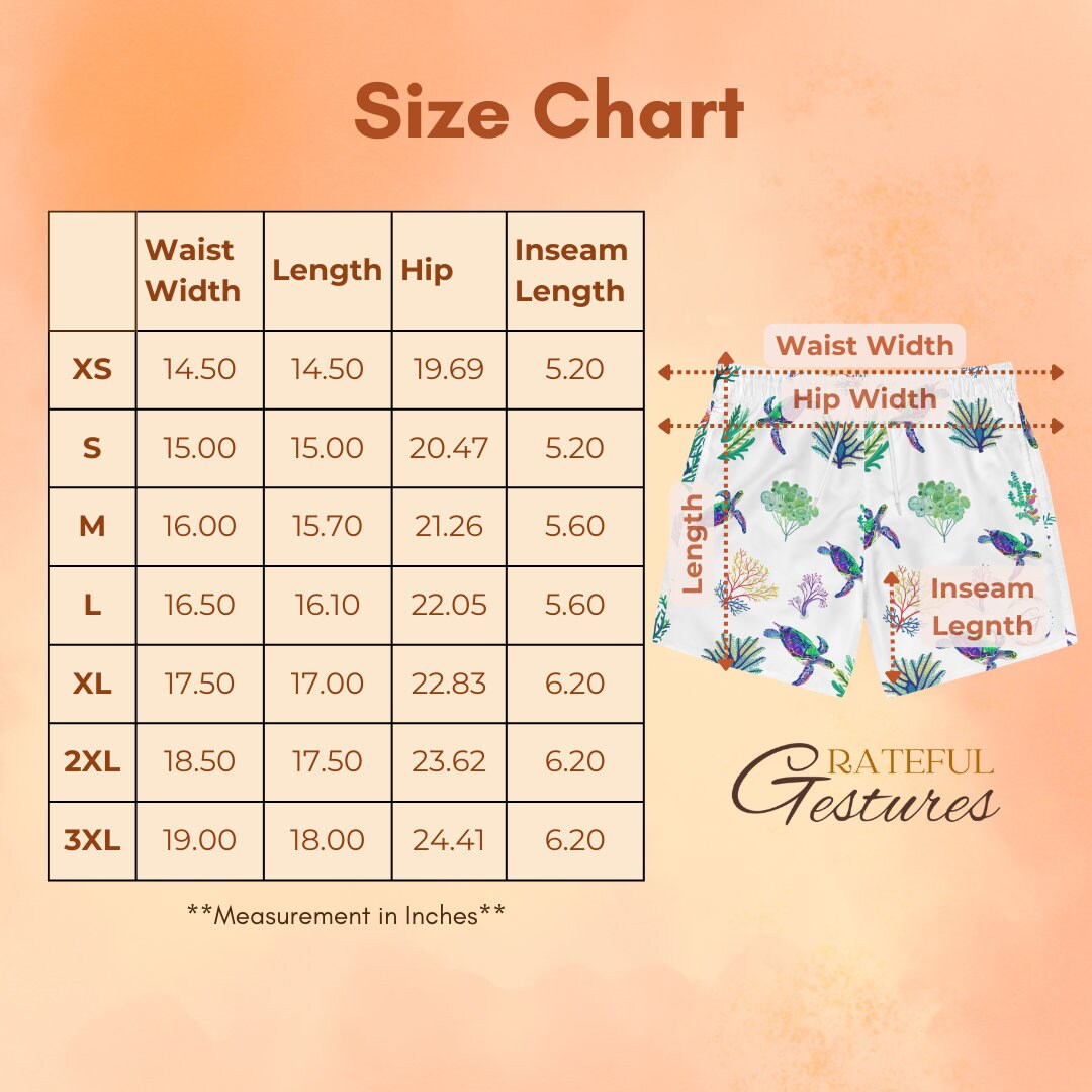 Turtle and Coral Swim Trunks