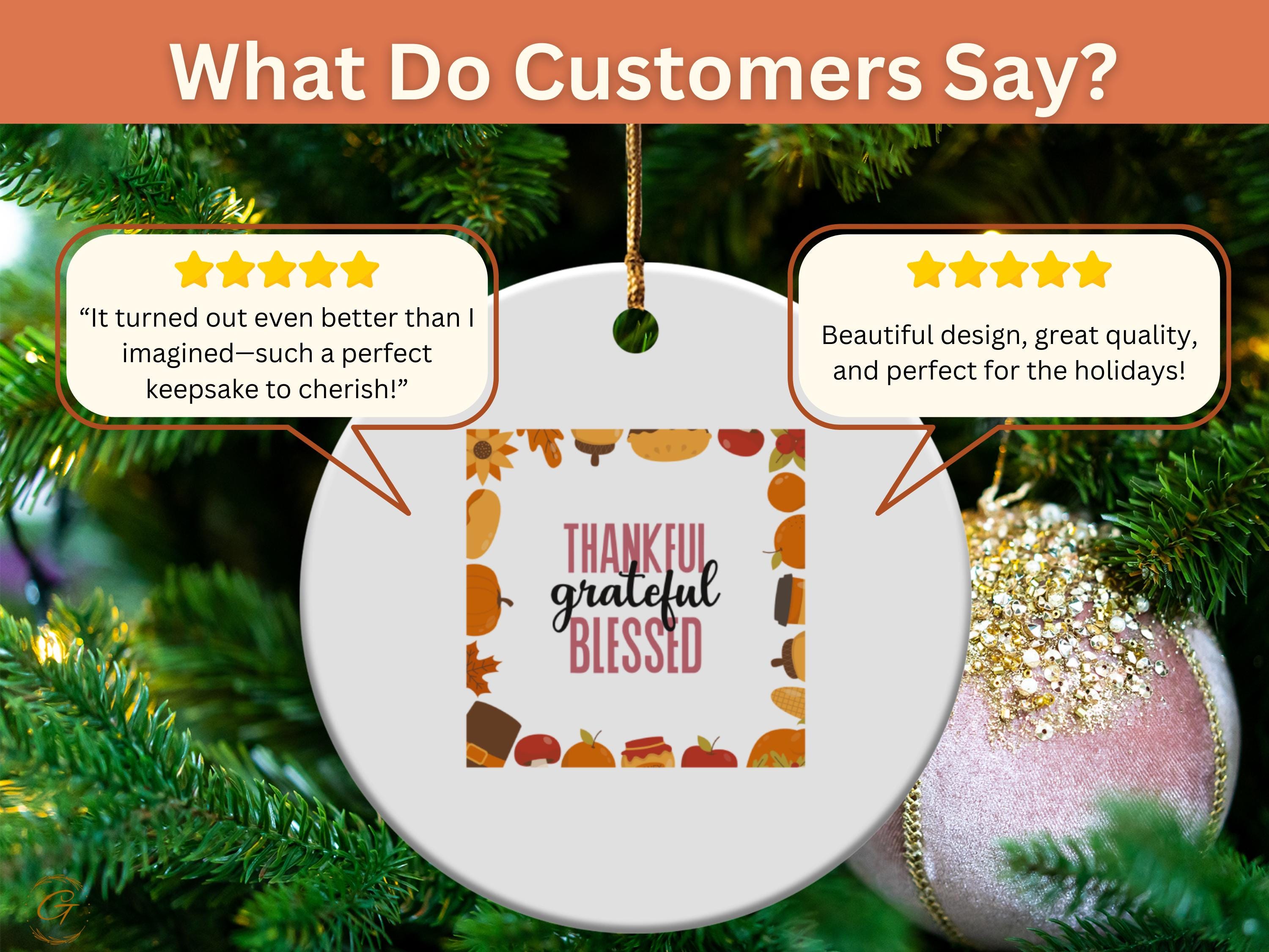 Thankful Grateful Blessed Autumn Ornaments, Fall Decor Thanksgiving Fun Decoration, Harvest Season Accents Home Ornaments, Holiday Keepsakes