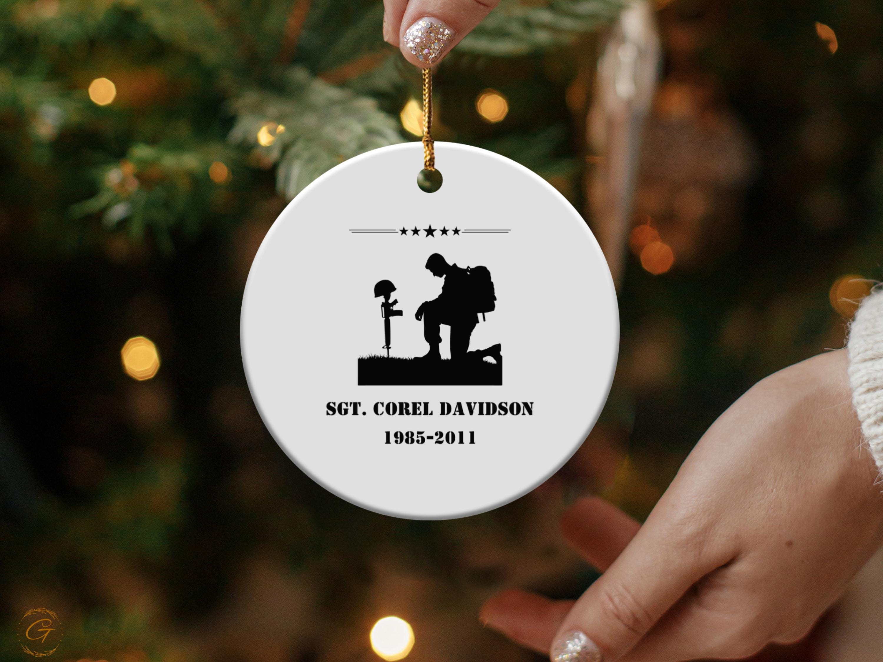 Personalize Memorial Hero Ornament, Soldier Tribute Keepsake, Personalize Fallen Hero Decoration, Military Remembrance Gift, Custom Memorial