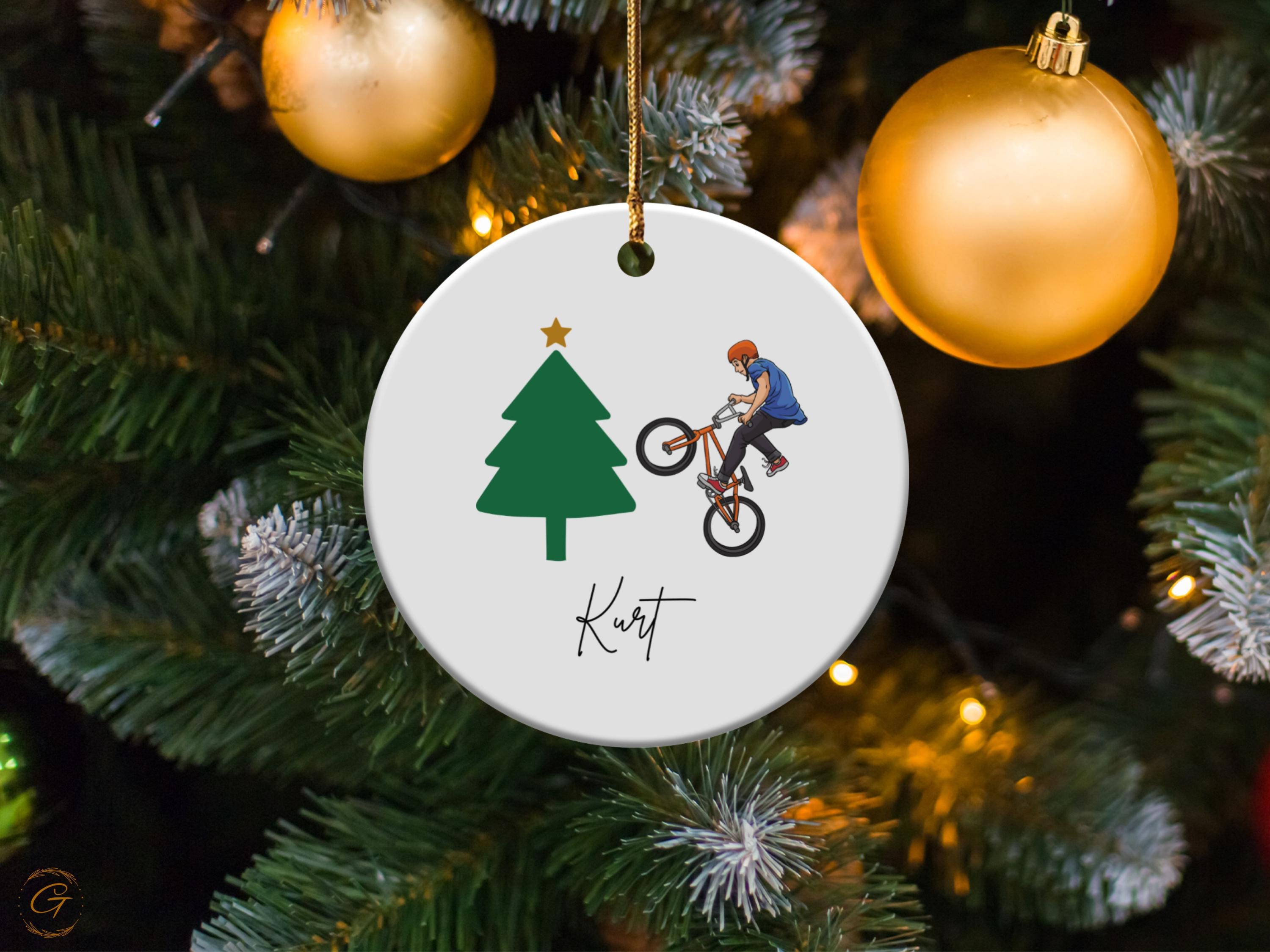 Personalized Christmas Ornament with Biker Rider Design, Unique Holiday Tree Decoration, Perfect Gift for Cycling Enthusiast, Christmas Gift