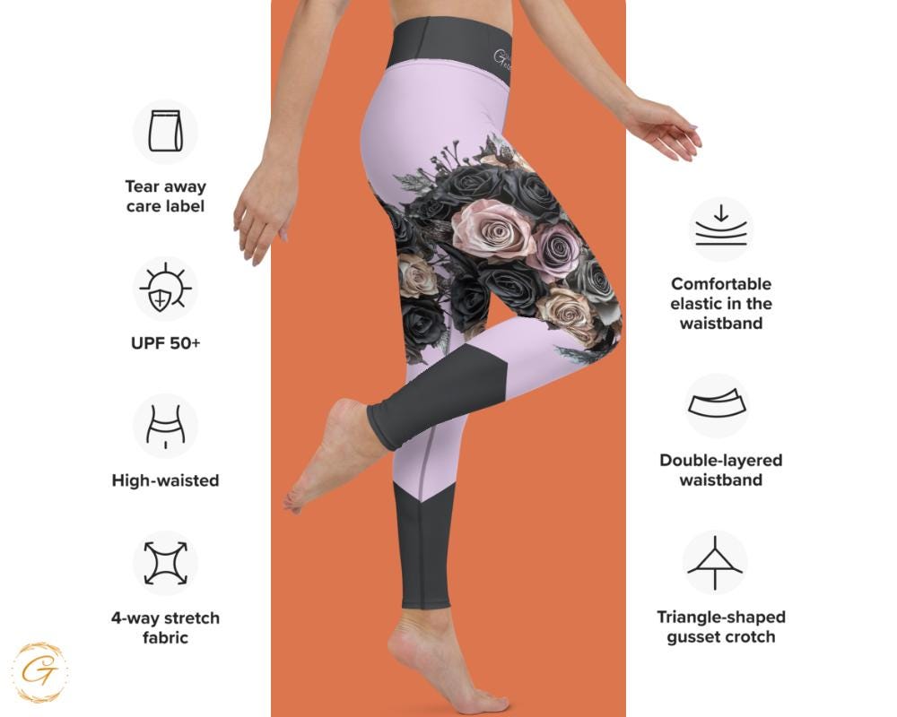 Roses All-Over Print Design Yoga Shorts and Leggings Womens Comfortable High Quality Activewear, Perfect for Workouts Yoga and Everyday Wear