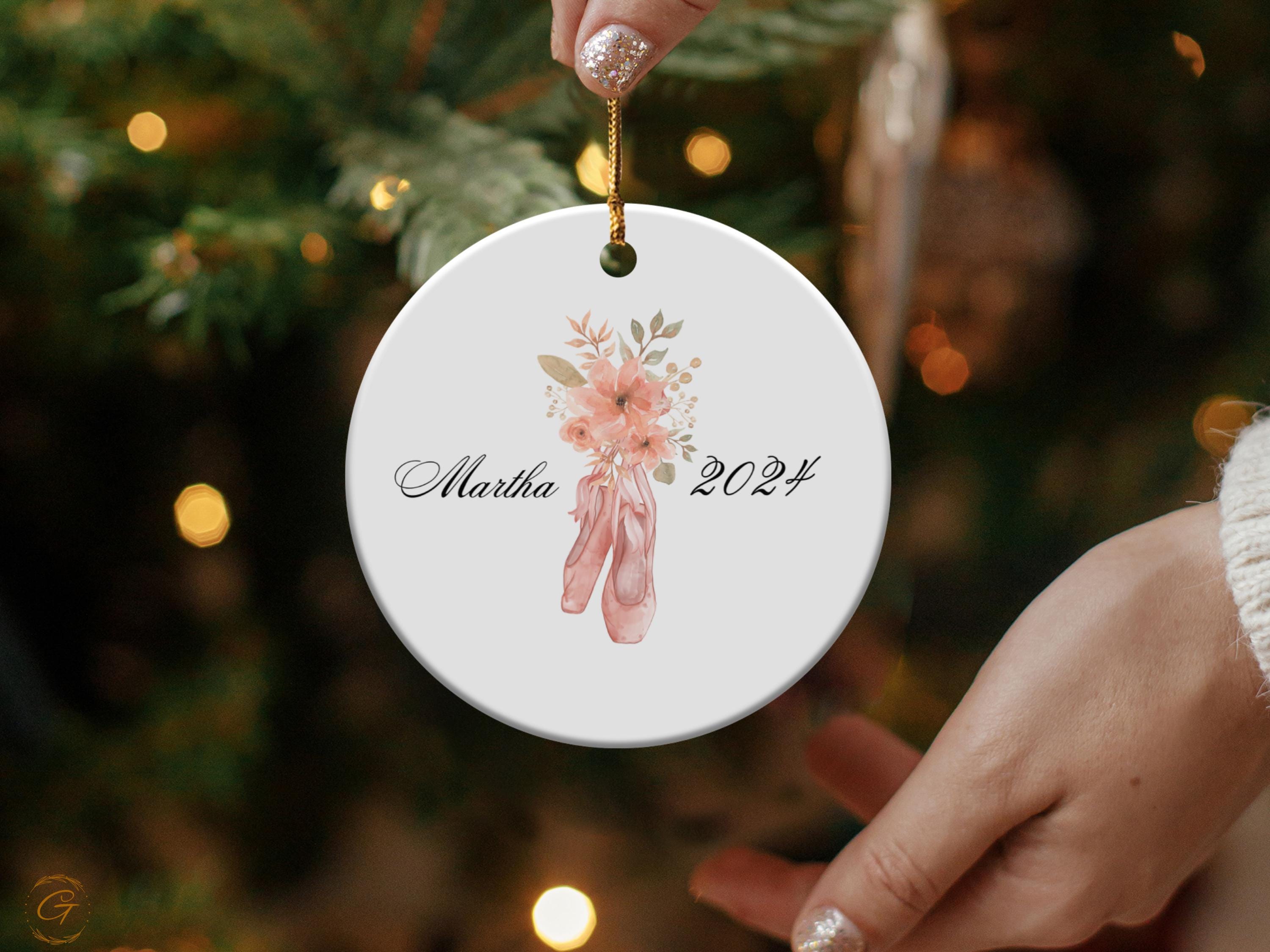 Personalized Ballet Shoes Floral Ornament, Custom Name Keepsake Gifts, Dance Recital Decor, Unique Ballet Lover Gift, Personalized Ornaments