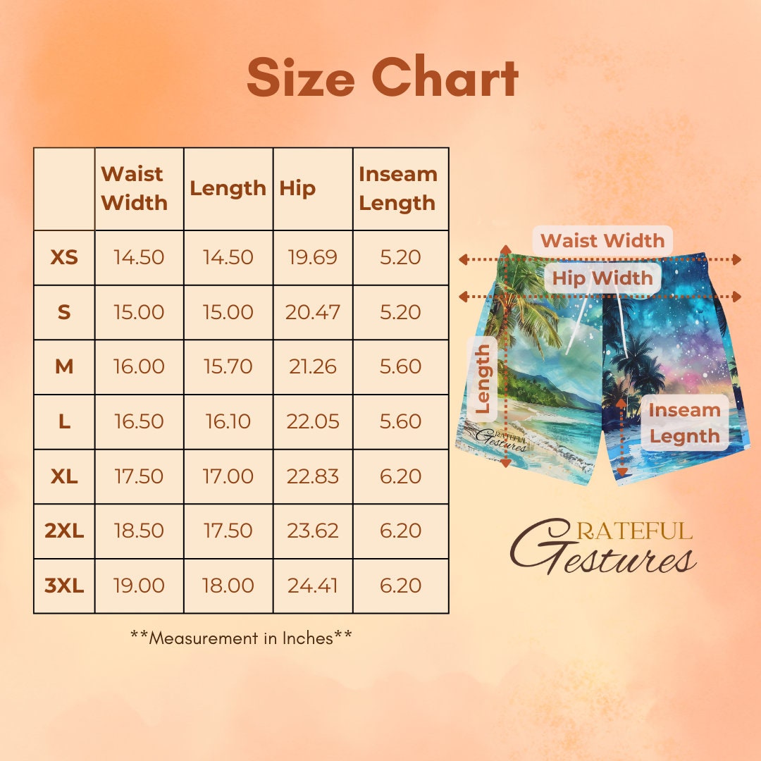 Tropical Beach Swim Shorts, Colorful AOP Design, Perfect for Summer Fun, Beachwear Gift, Tropical Beach Design, Perfect Idea for Summer Gift