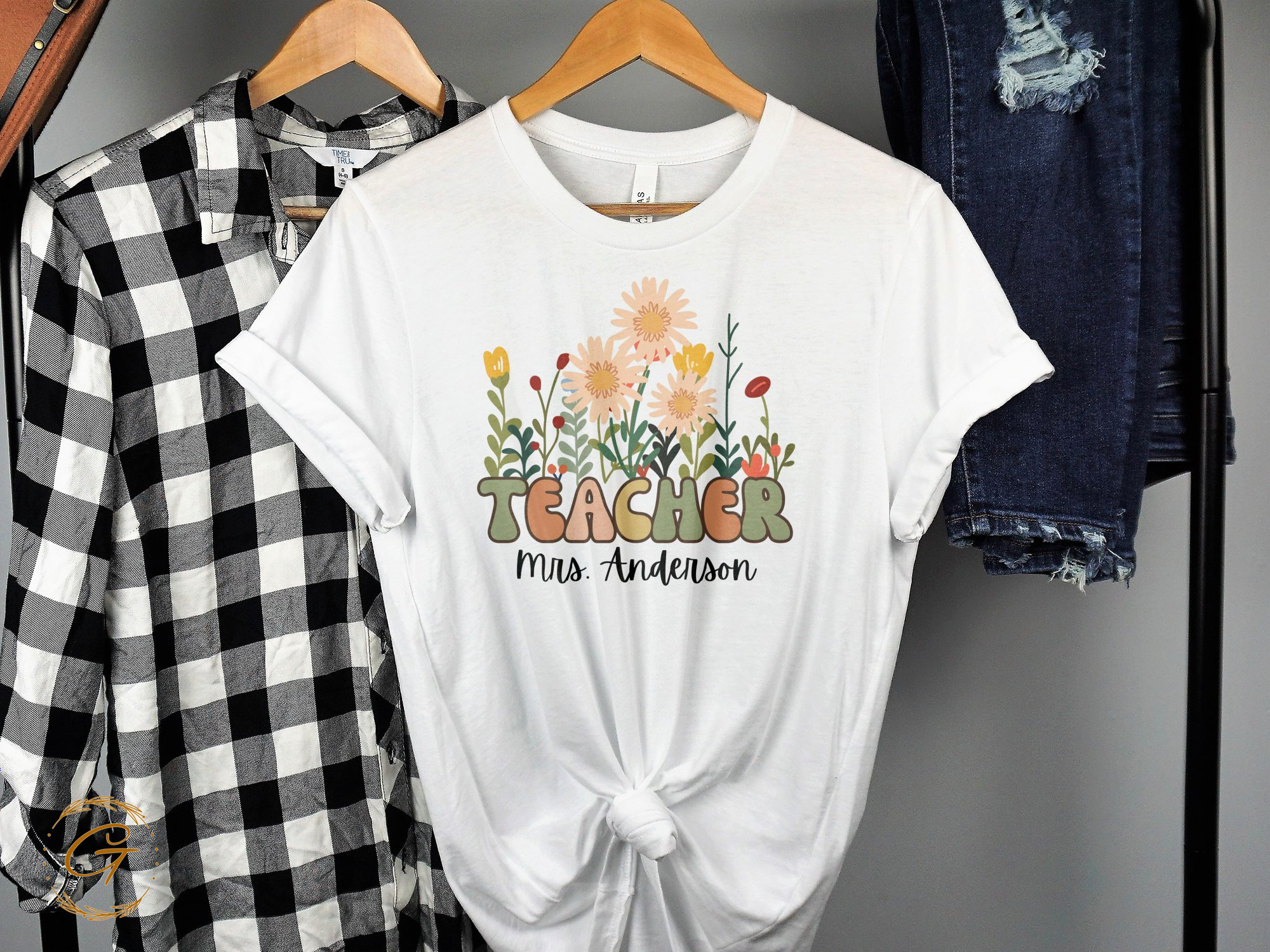 Floral Teacher Design Printed On T-shirt product