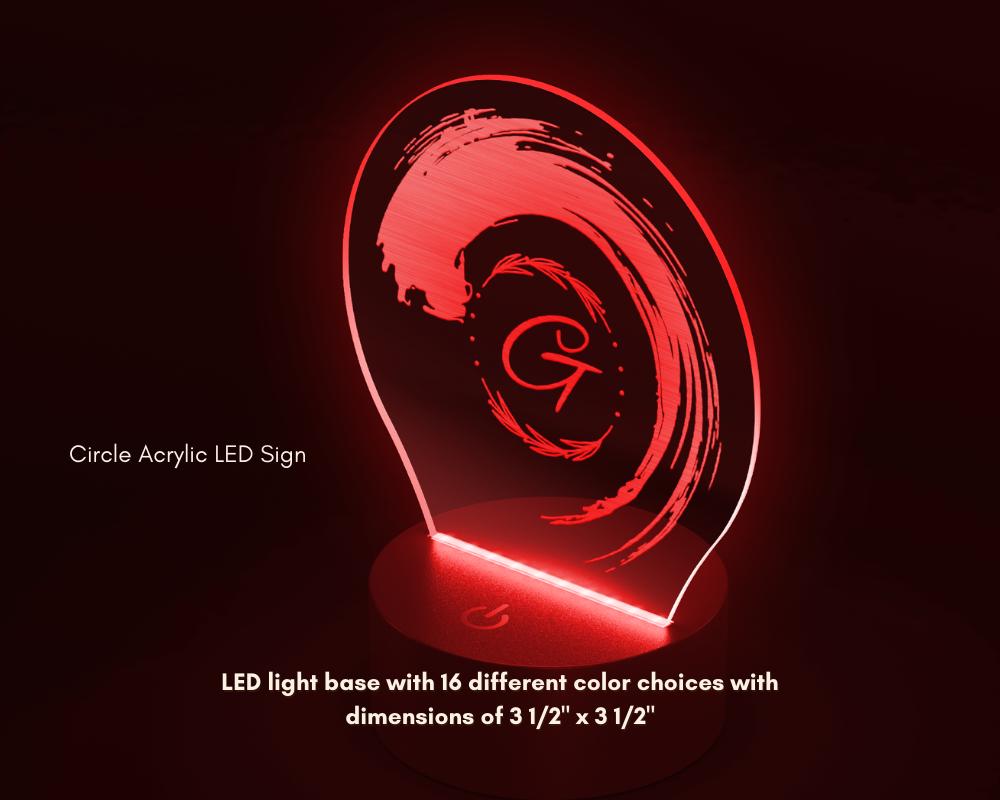 Swirl G Circle Acrylic LED Sign, Custom Wall Light