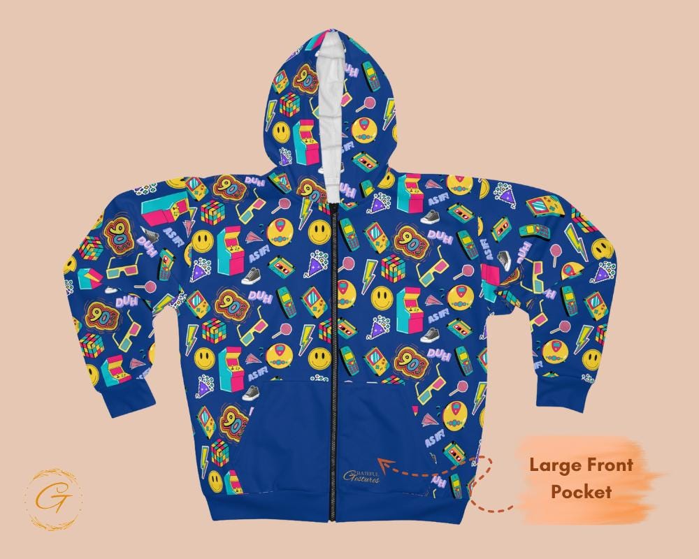 90's Nostalgia Unisex Zip Hoodie