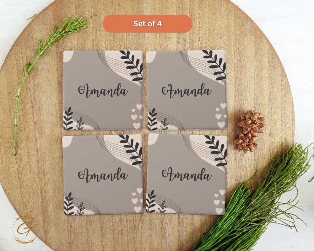Personalized Soapstone Coaster with Custom Name Design