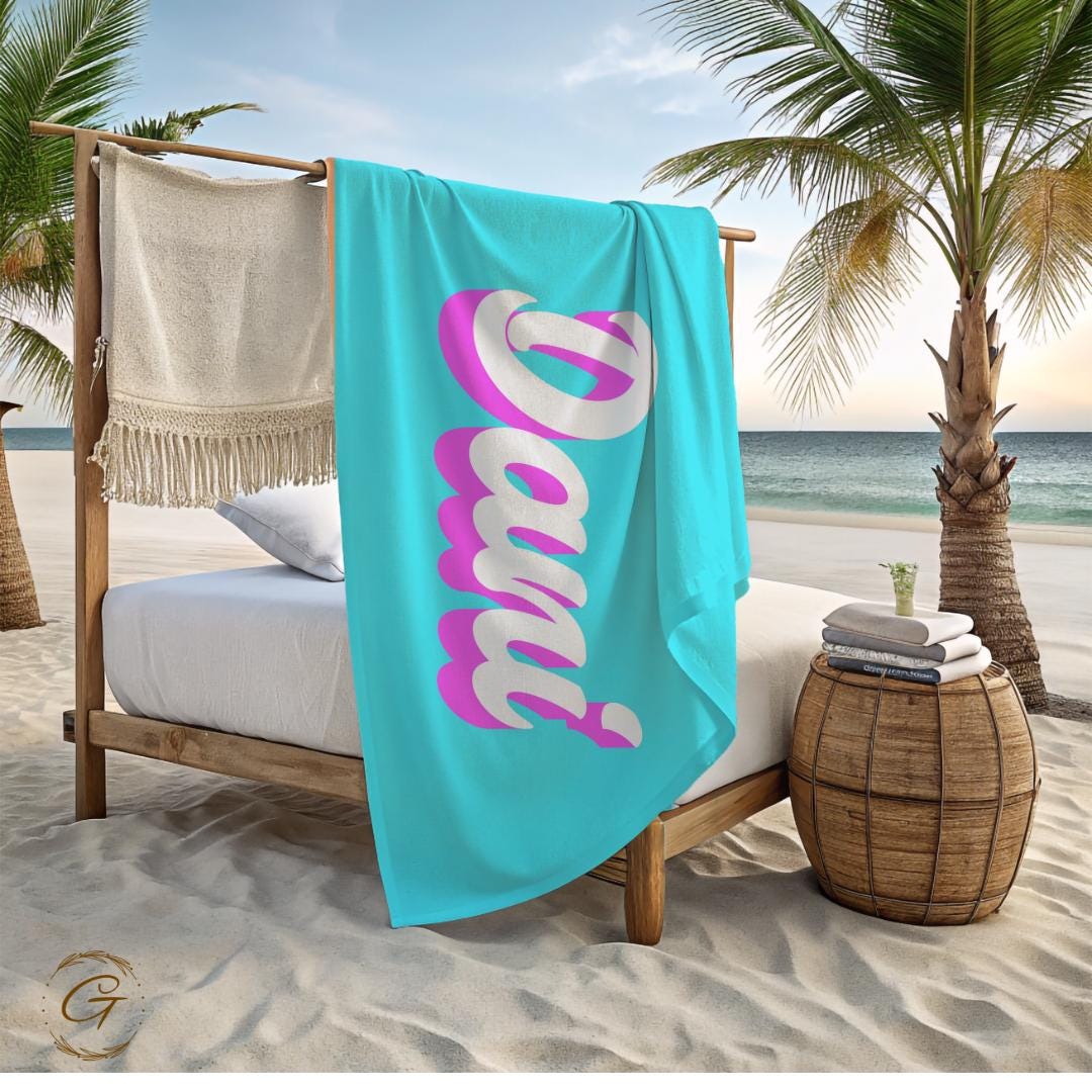 Colorful Beach Towel with Custom Name