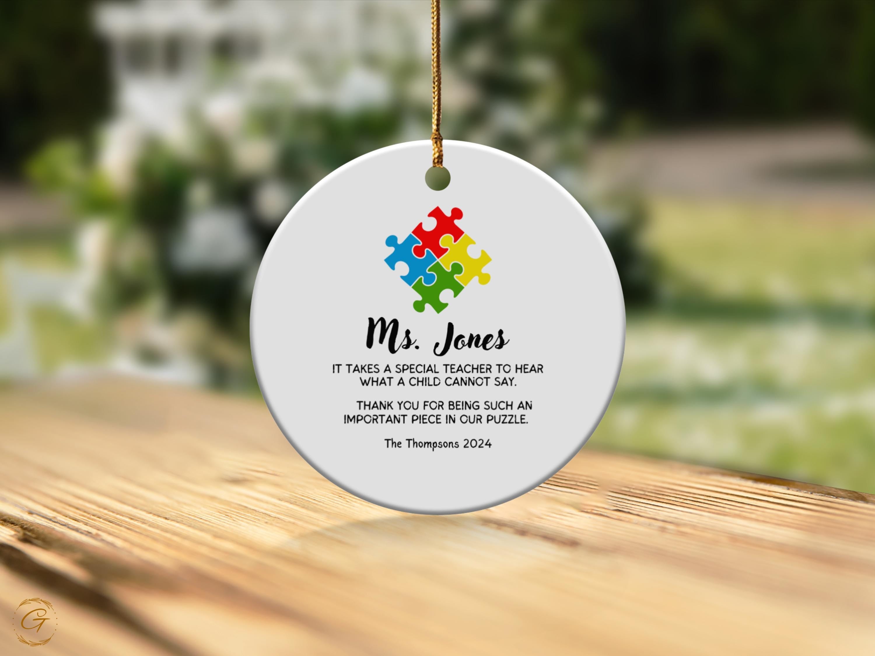 Personalized Teacher Ornament, Puzzle Piece Special Gift, Unique Appreciation Gift, Custom Teacher Holiday Keepsake, Teacher Thank You Gifts