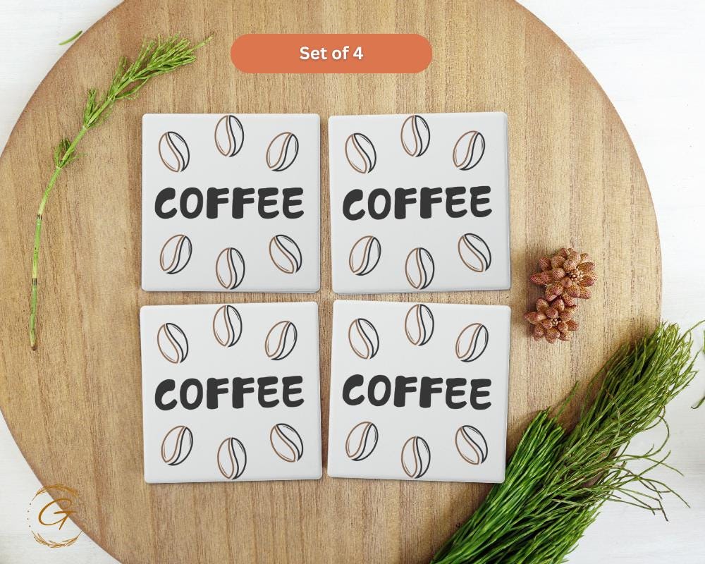 Soapstone Coaster Coffee Beans Design