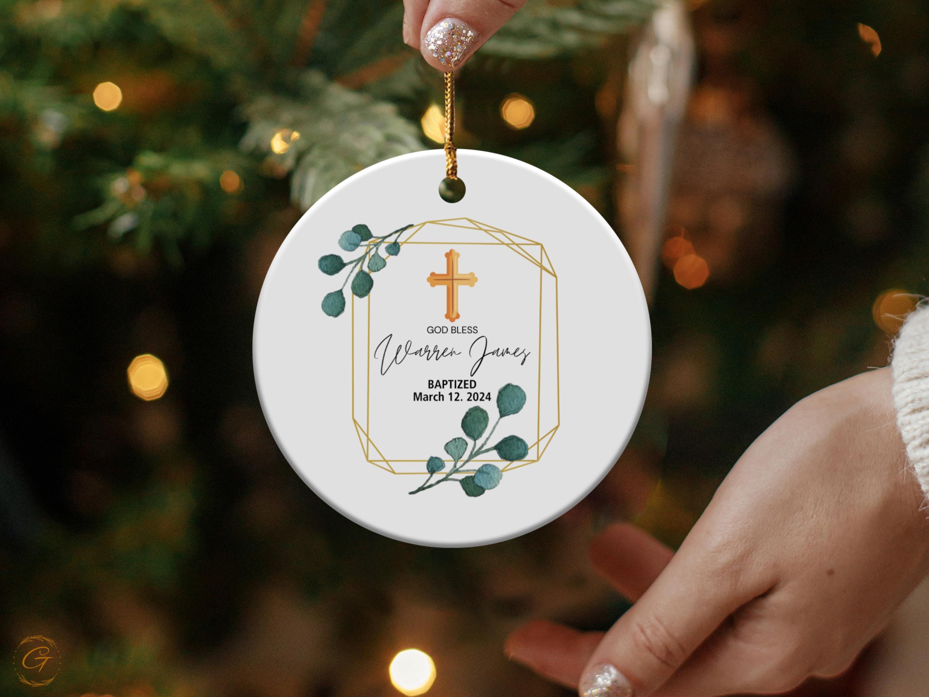 Personalized Baptism Ornament, Custom Baptism Gift, Religious Keepsake, Baby's First Baptism, Cross Decor, Unique Custom Baptism Gift Ideas
