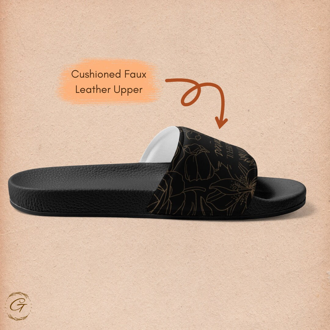 Floral Design Black and Brown Men's Slides