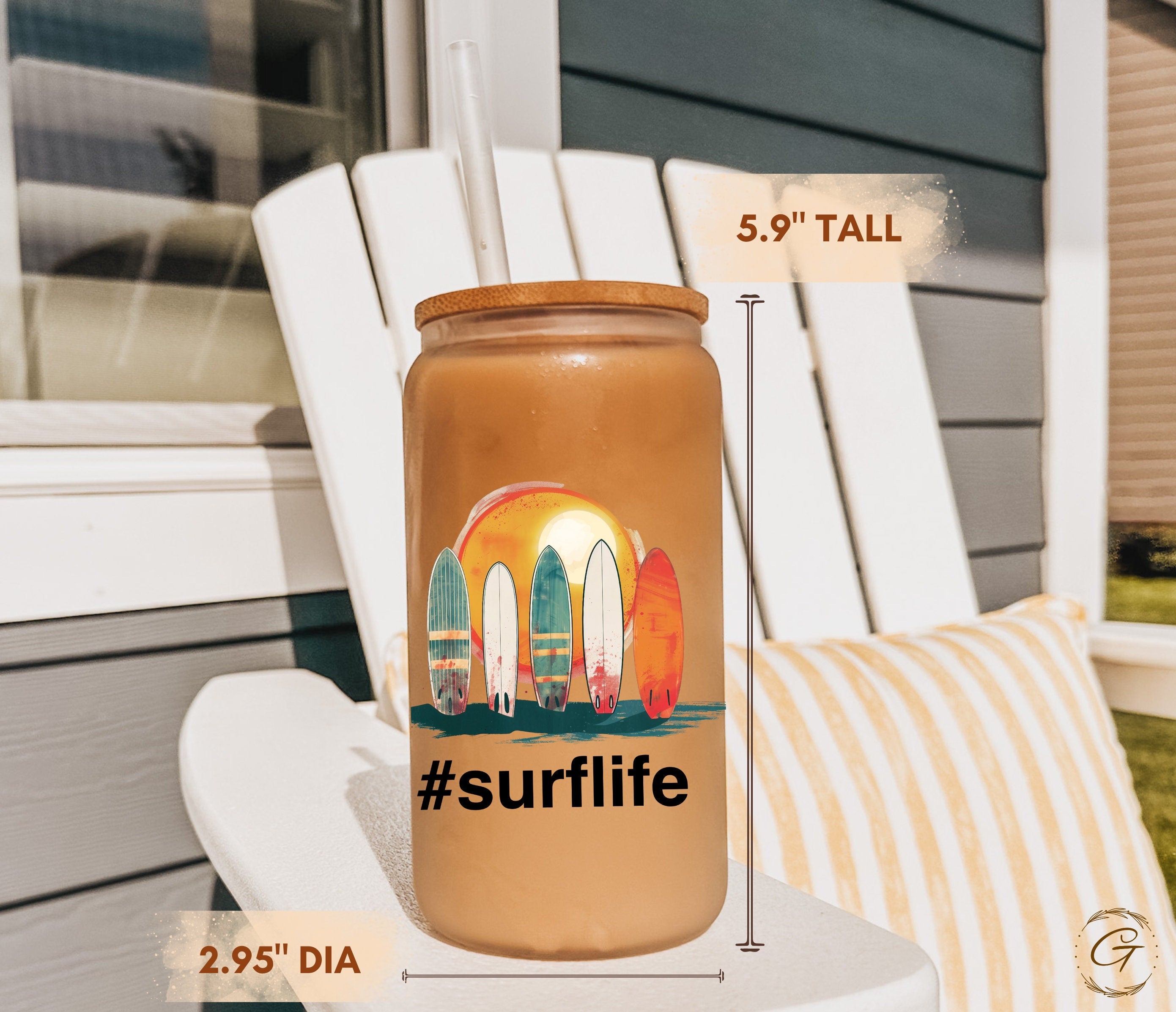 Surf Life Frosted Glass Cup