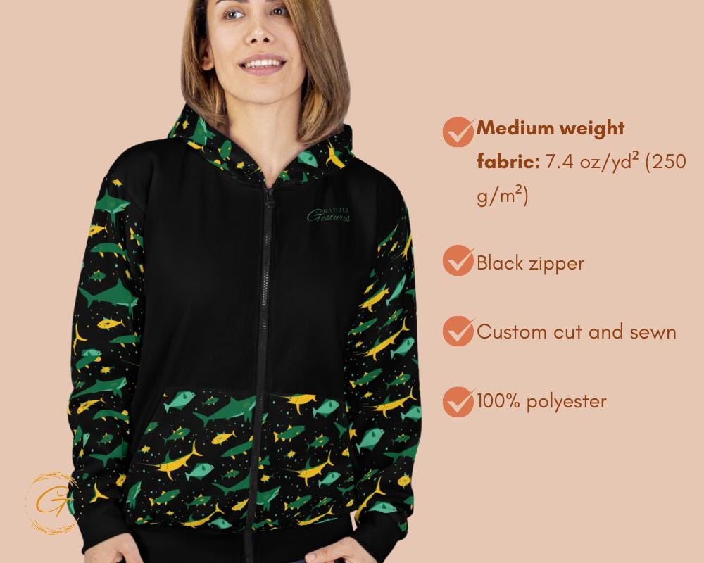 Fishing Design Unisex Zip Hoodie All-Over Print