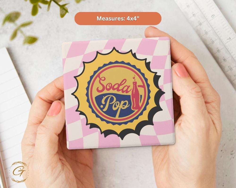 Soapstone Coaster Soda Pop Bottle Cap Design