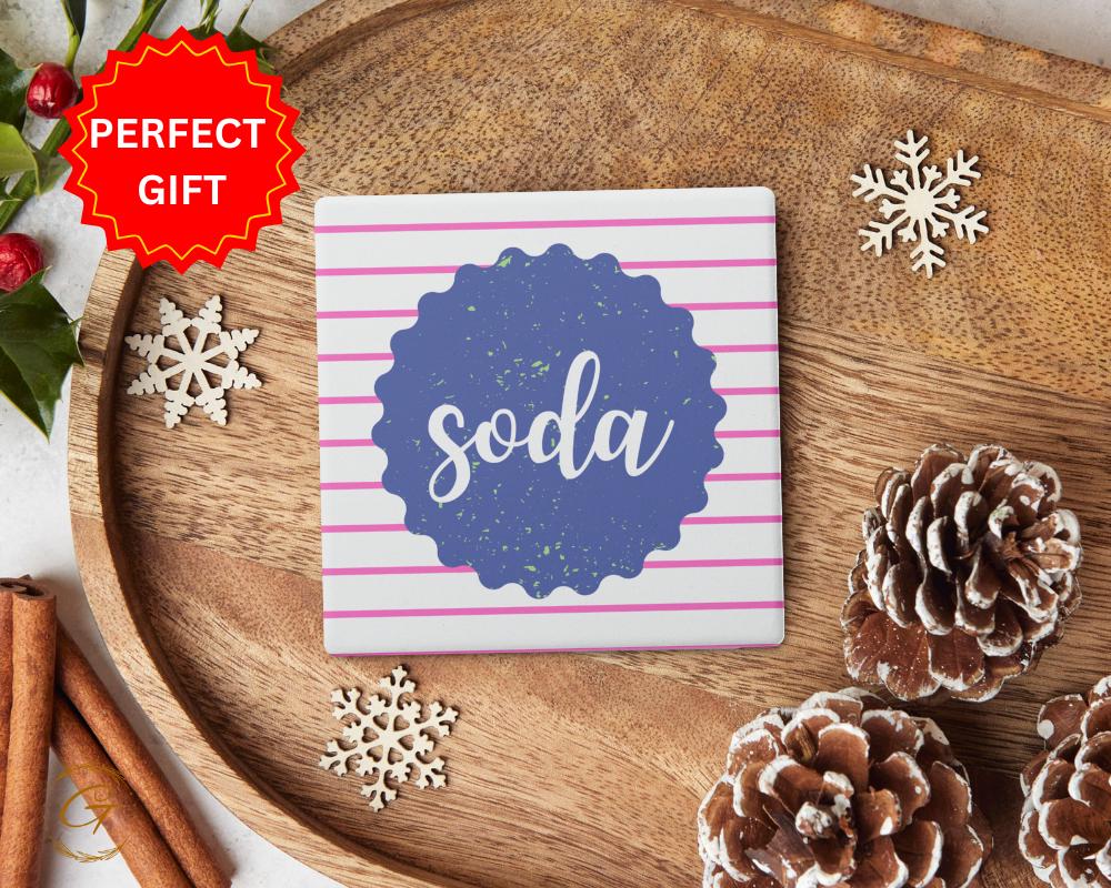 Soapstone Coaster with Soda Retro Design