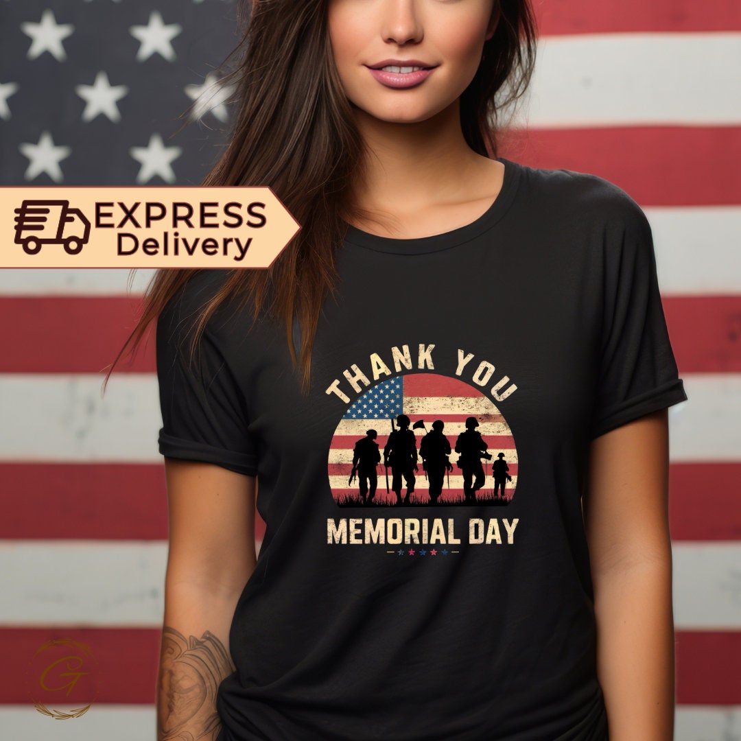 Patriotic Memorial Day Shirt - USA Flag Graphic Tee for Men & Women