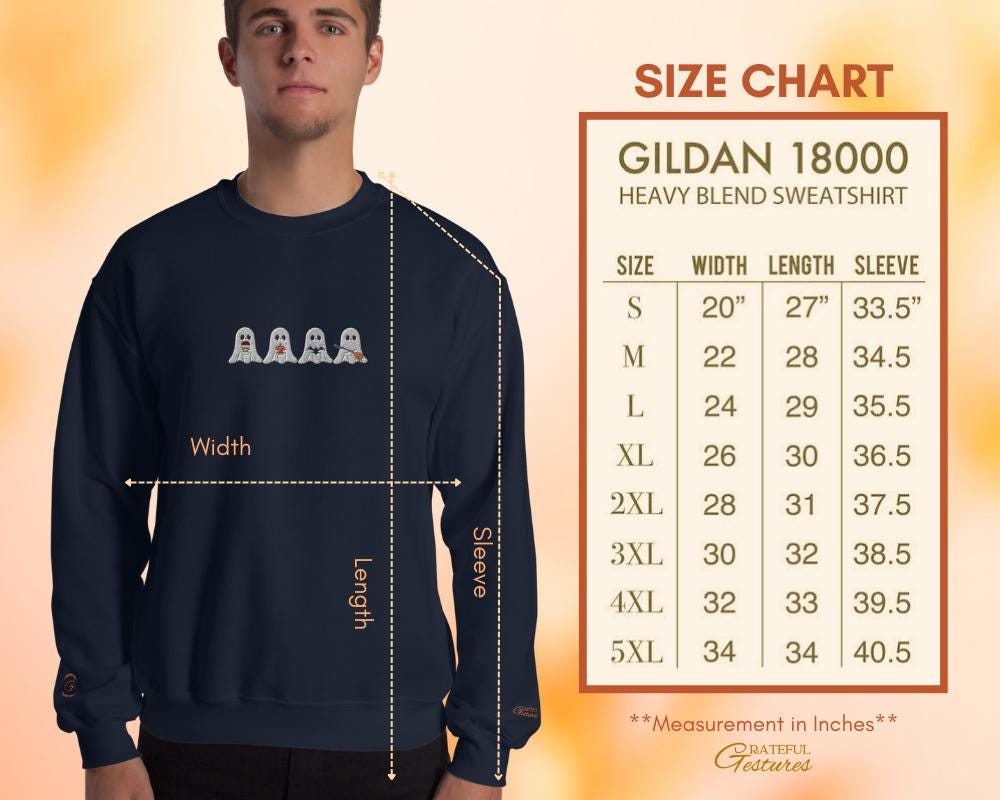 Halloween Sweatshirt, Four Boos Embroidery Design Crewneck, Spooky Season Pullover, Casual Sweater, Ghost Long-Sleeve Top,Spooky Warm-Up Top