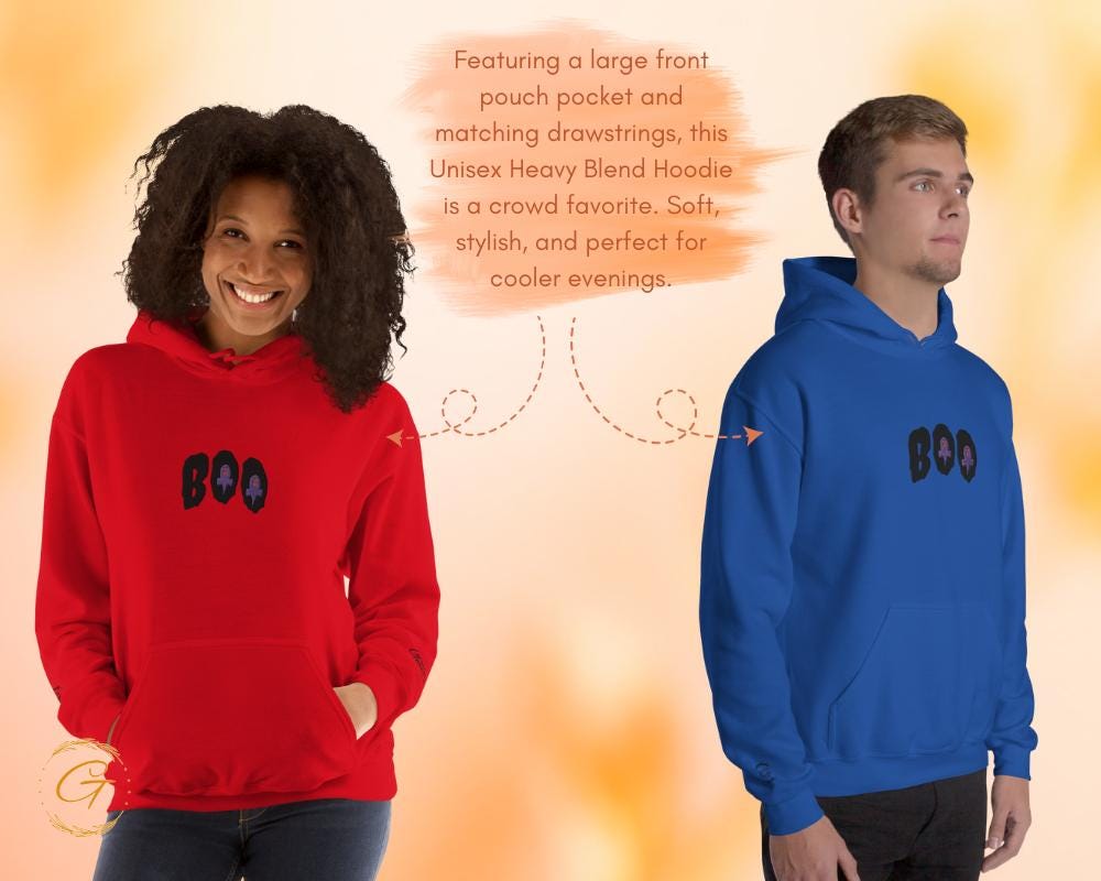 Halloween Boo Hoodie, Embroidery Ghost Design Hooded Pullover Spooky Sweatshirt, Ghostly Hooded Top Halloween Pullover with Hood, Boo Hoodie