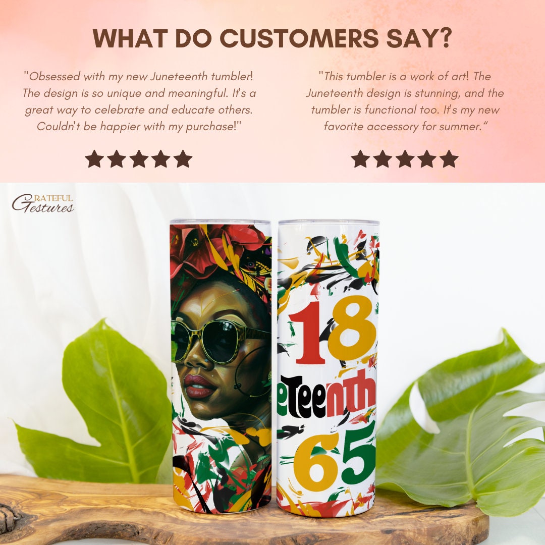 Juneteenth 1865: Skinny 20-oz Tumbler, Chic and Patriotic Meaningful Gift for Loved Ones, Celebrate Freedom, Perfect Gift for History Lovers