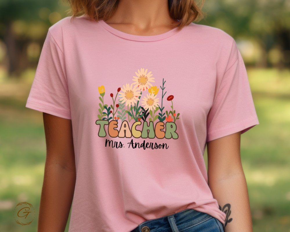 Cute Teacher Floral Graphic T-Shirt product