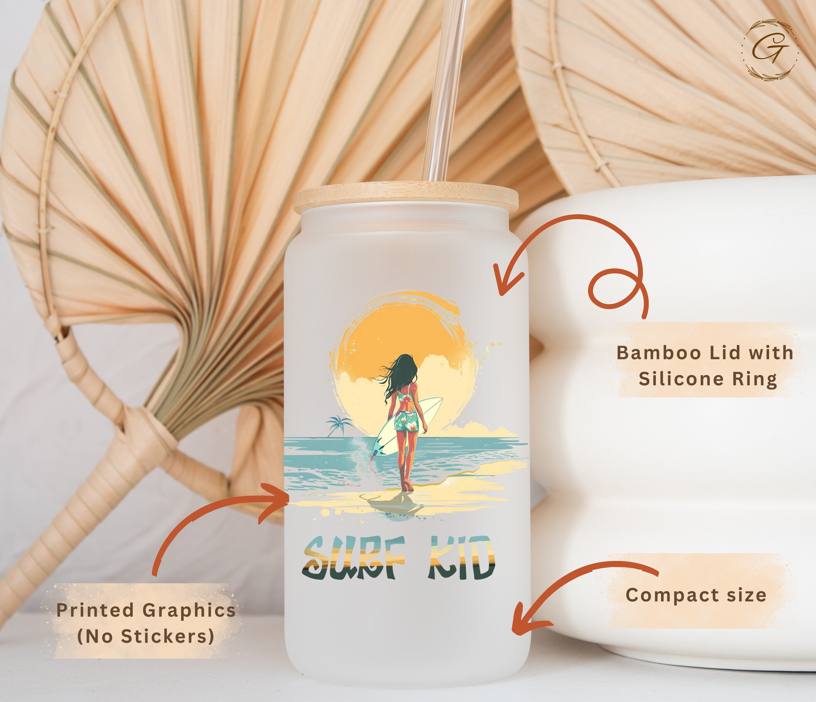 Surf Kid Frosted Glass Cup
