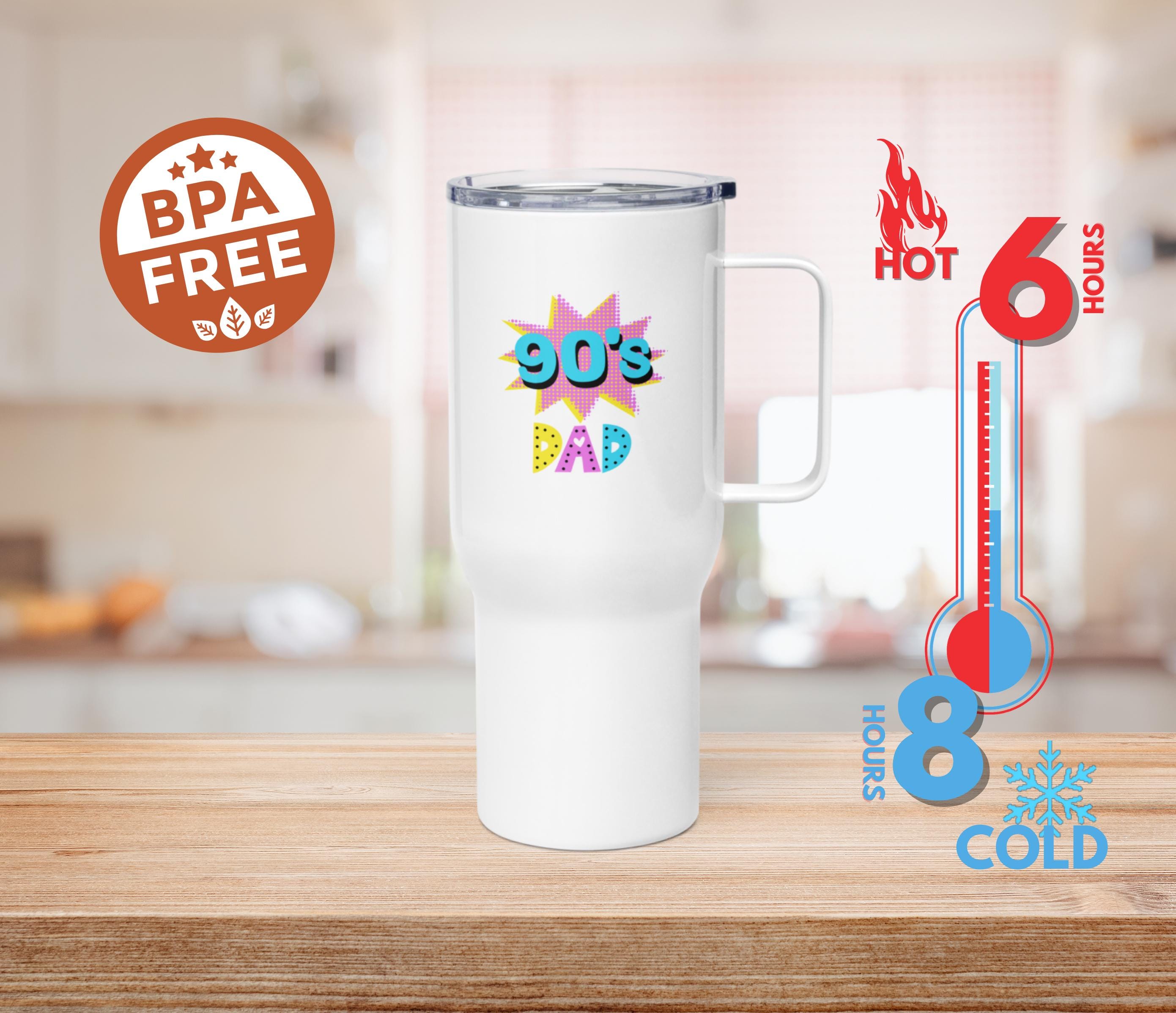 90’s Dad Travel Mug with Handle Retro Coffee Tumblers