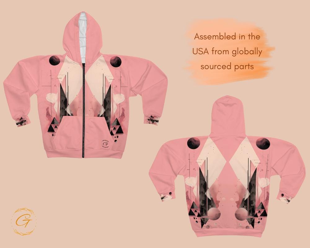 Quantum Polygons Unisex Zip Hoodie All-Over Print