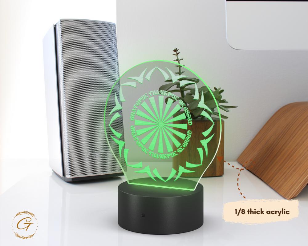 Grateful Thankful Blessed Circle Acrylic LED Sign, Inspirational Wall Led Light Modern Room Decor, Unique Gift Idea, Stylish LED Home Accent