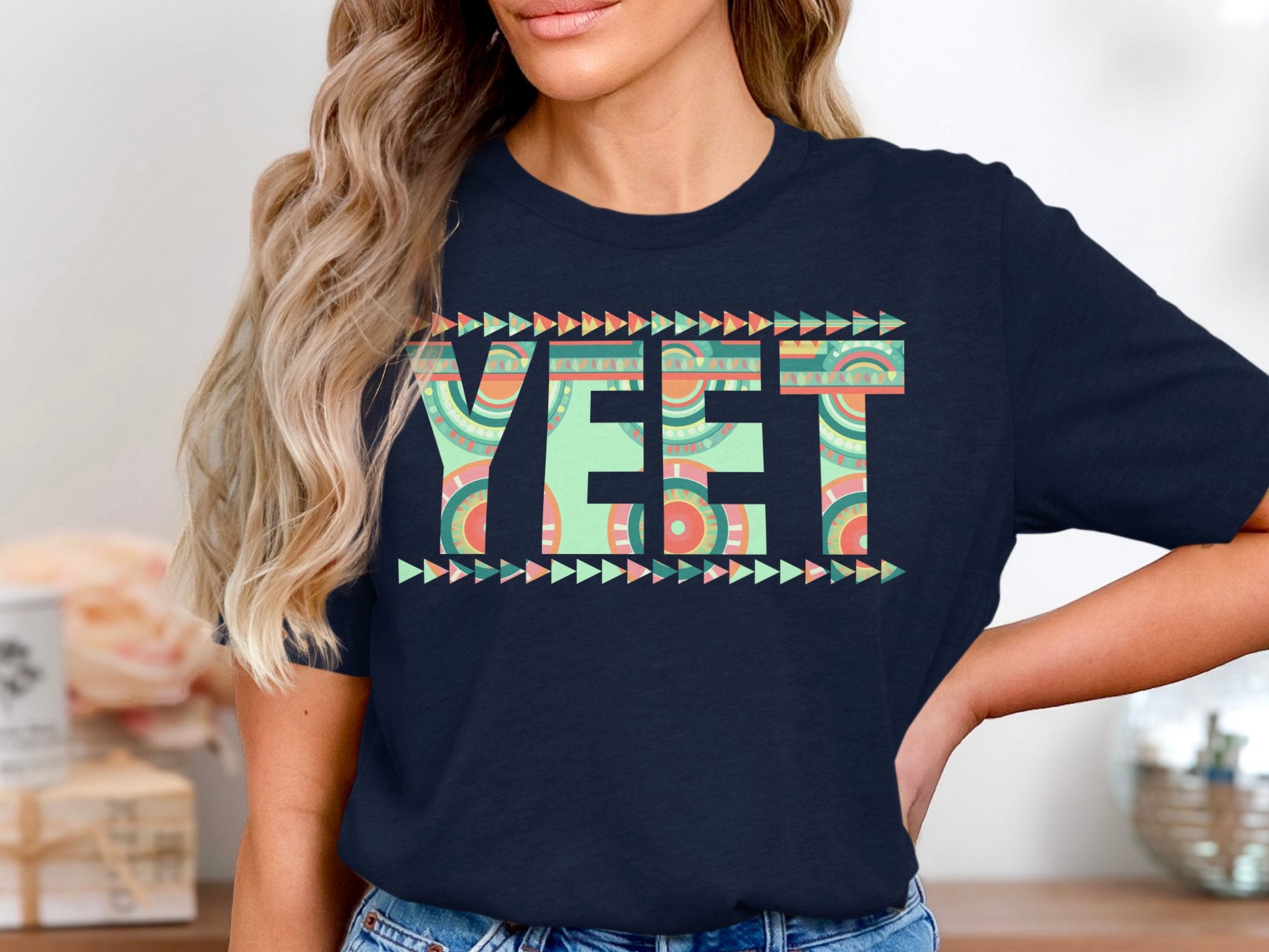 Trendy Graphic YEET Print Black T-shirt product